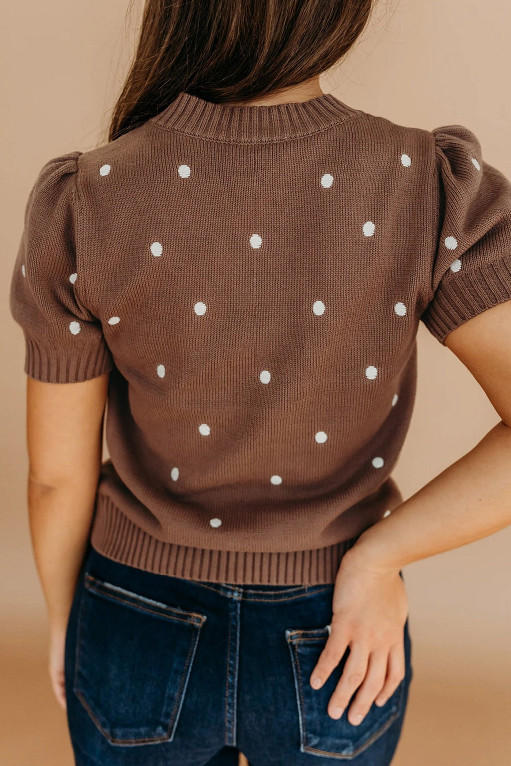 Polka Dot Bubble Short Sleeve Sweater - Rooted & Reckless Co.