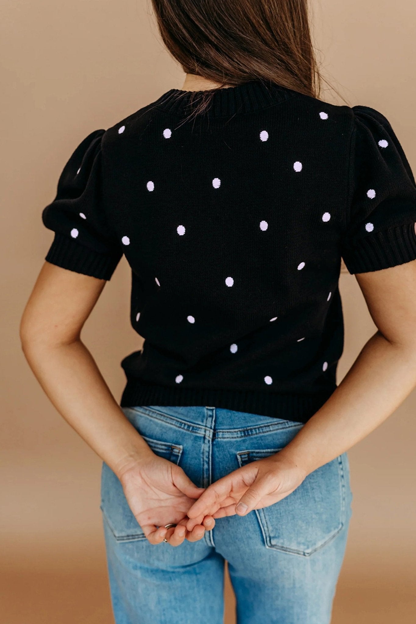 Polka Dot Bubble Short Sleeve Sweater - Rooted & Reckless Co.