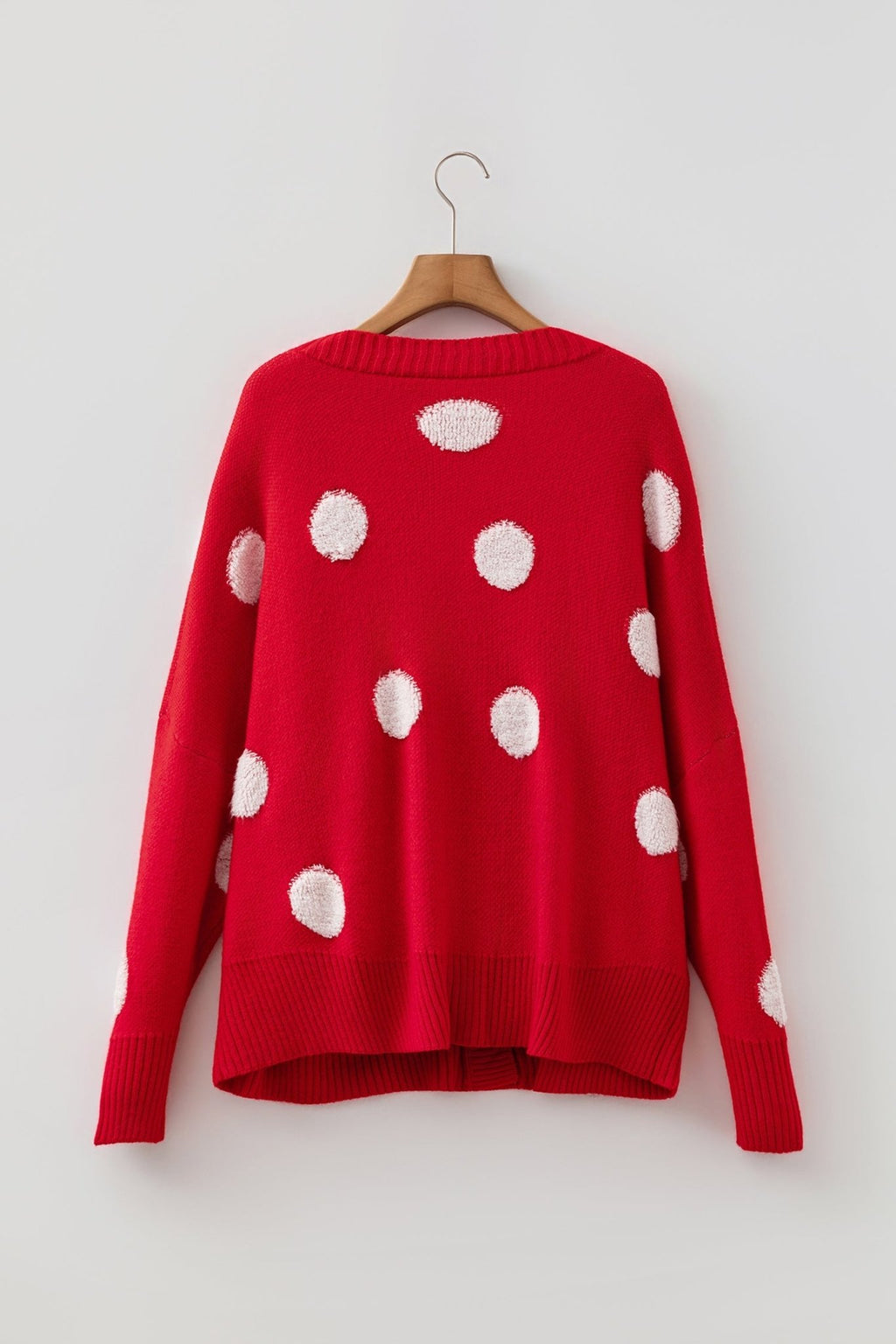 Polka Dot Button Front Oversized V-Neck Cardigan - Rooted & Reckless Co.