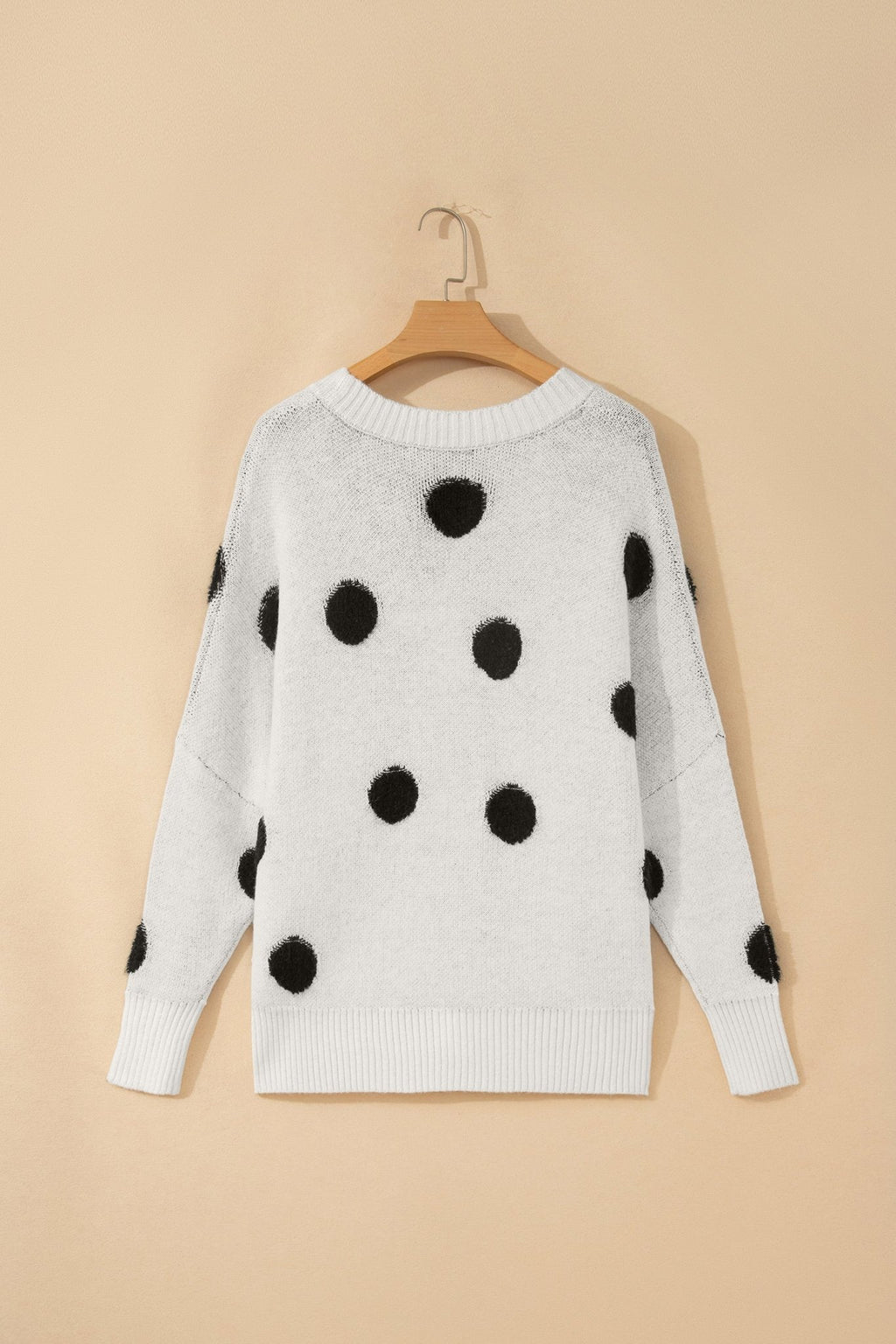 Polka Dot Button Front Oversized V-Neck Cardigan - Rooted & Reckless Co.