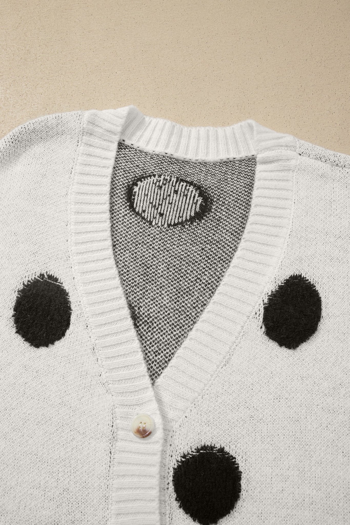 Polka Dot Button Front Oversized V-Neck Cardigan - Rooted & Reckless Co.