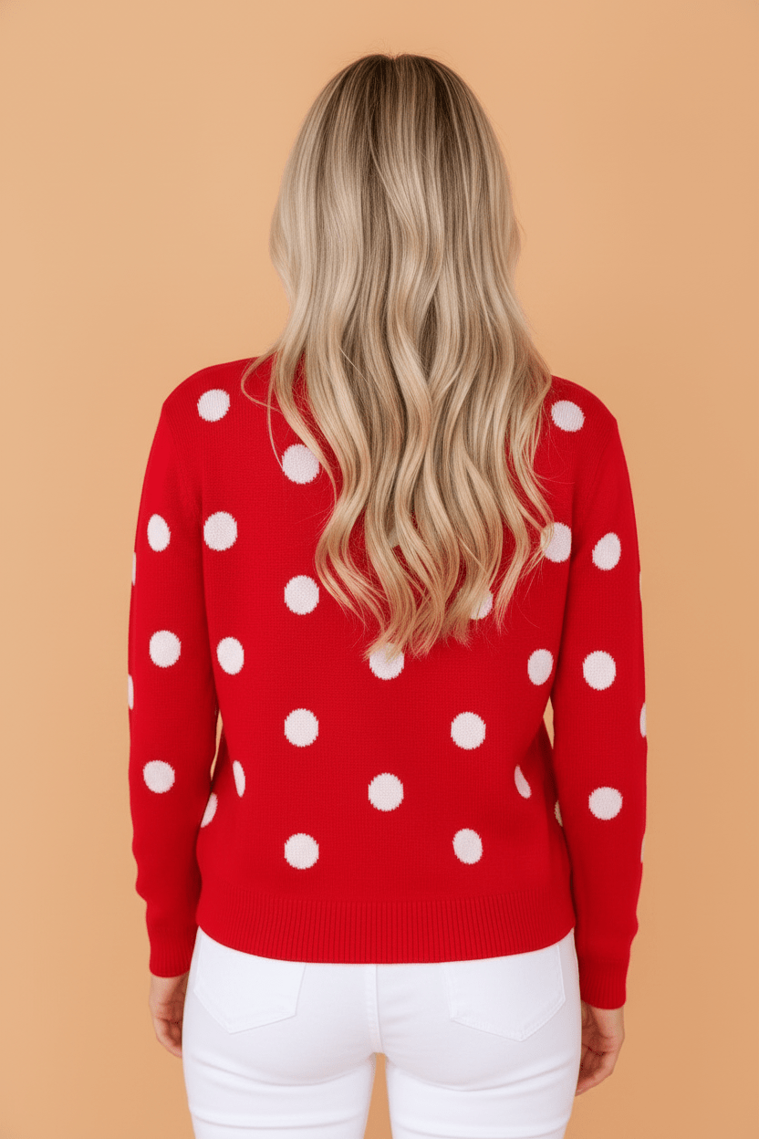 Polka Dot Button Front Sweater Knit Cardigan - Rooted & Reckless Co.