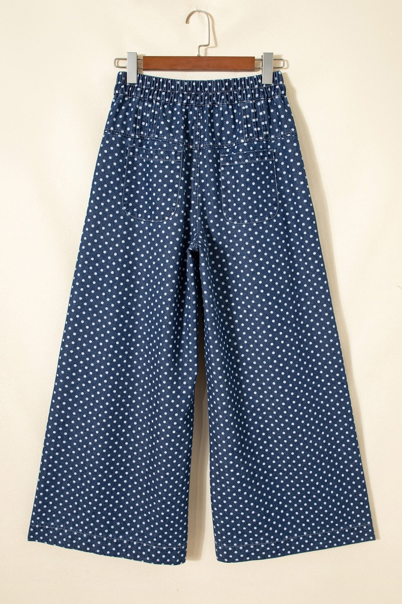 Polka Dot Button Up Pleated Wide Leg Jeans - Rooted & Reckless Co.