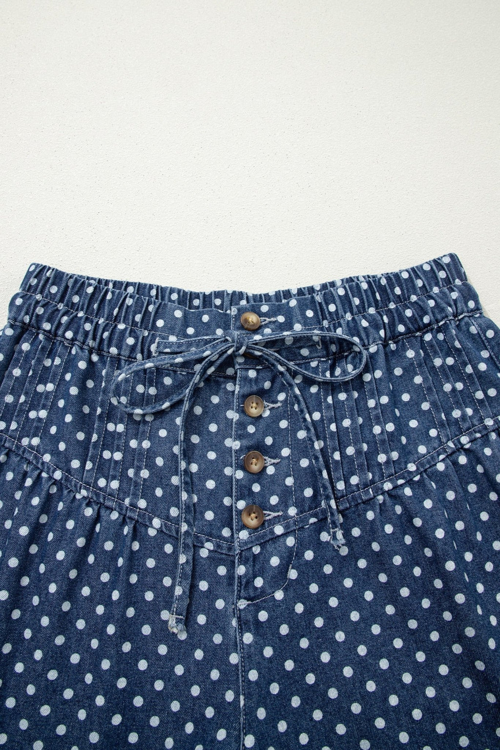 Polka Dot Button Up Pleated Wide Leg Jeans - Rooted & Reckless Co.
