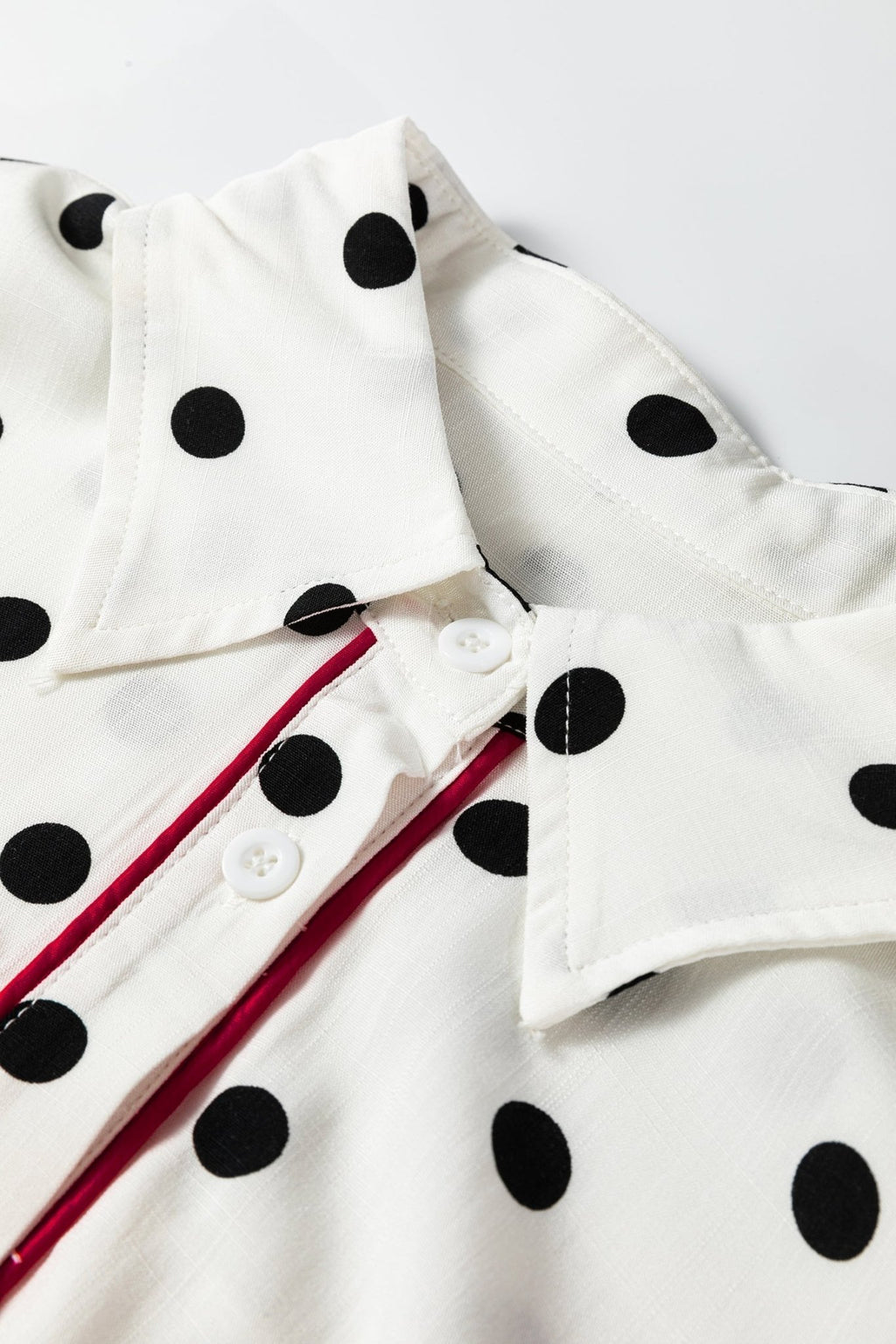 Polka Dot Collared Long Sleeve Buttoned Shirt - Rooted & Reckless Co.