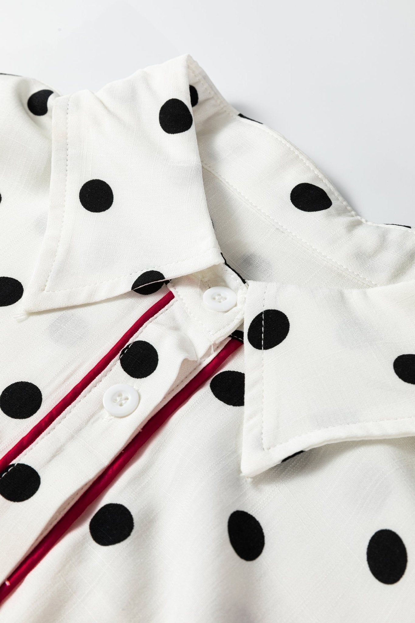 Polka Dot Collared Long Sleeve Buttoned Shirt - Rooted & Reckless Co.