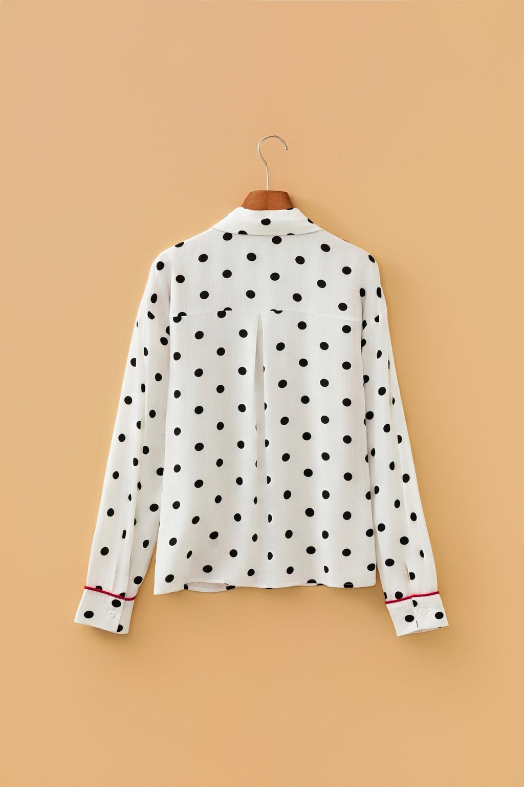 Polka Dot Collared Long Sleeve Buttoned Shirt - Rooted & Reckless Co.