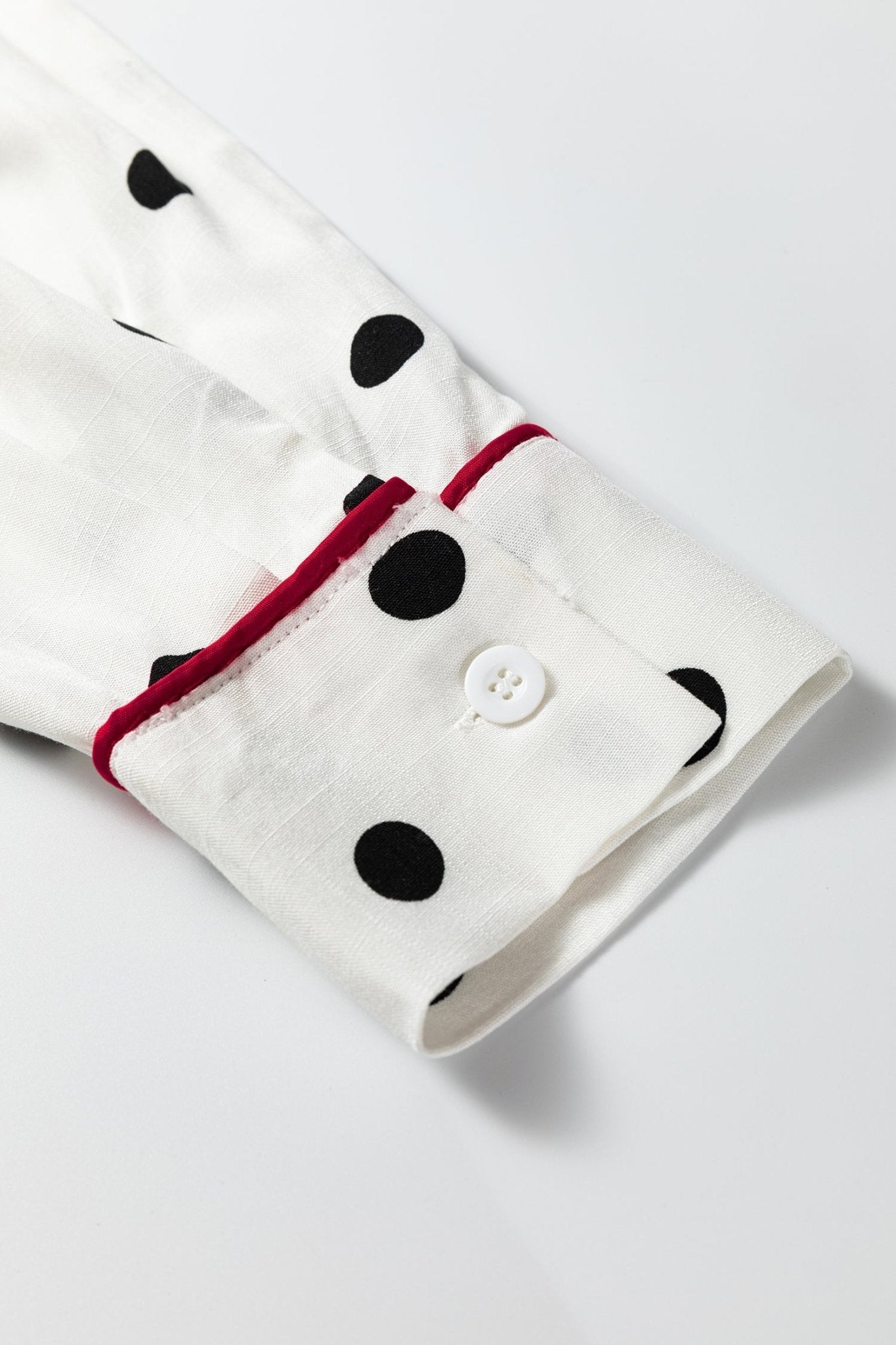 Polka Dot Collared Long Sleeve Buttoned Shirt - Rooted & Reckless Co.