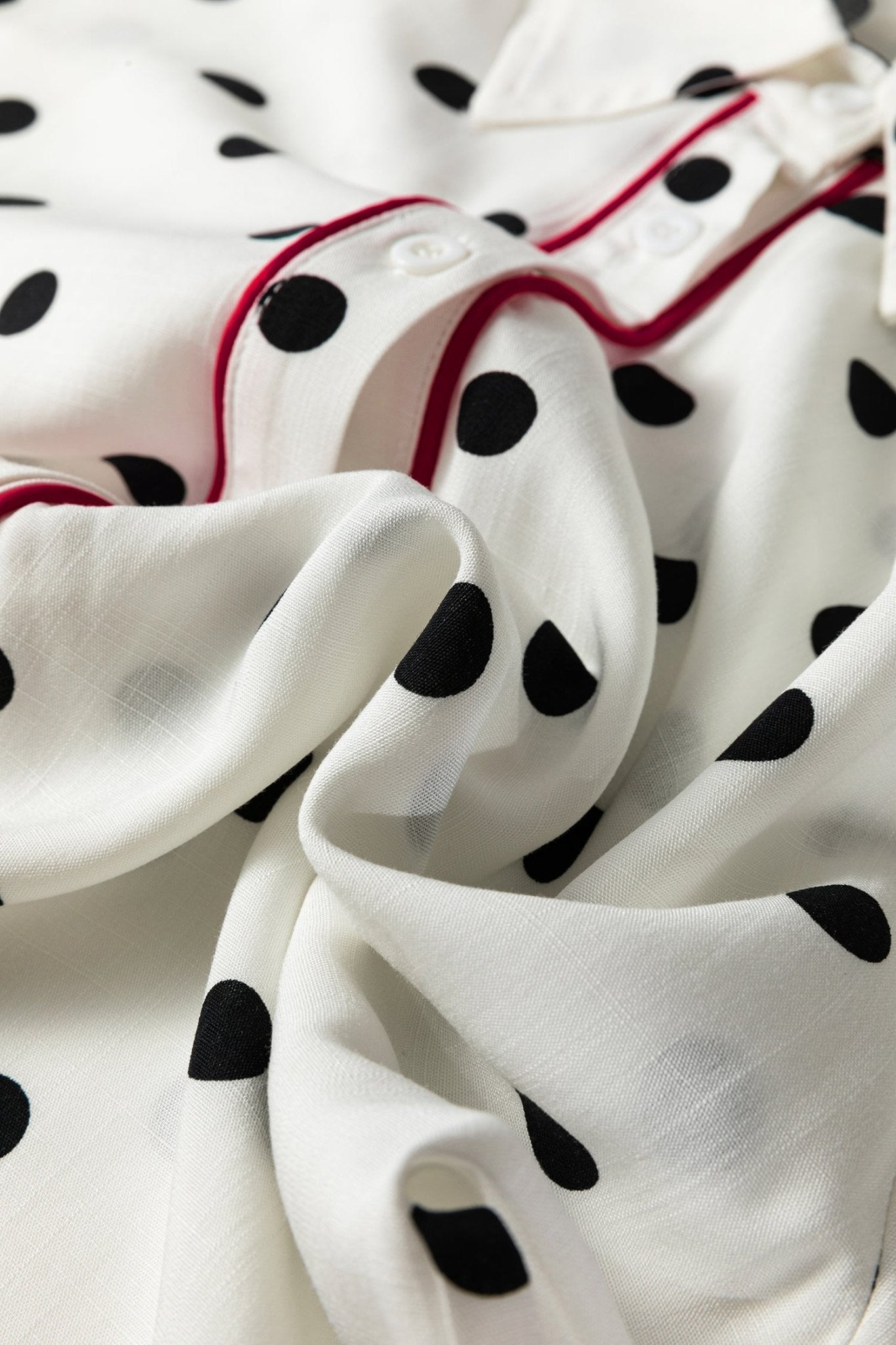 Polka Dot Collared Long Sleeve Buttoned Shirt - Rooted & Reckless Co.