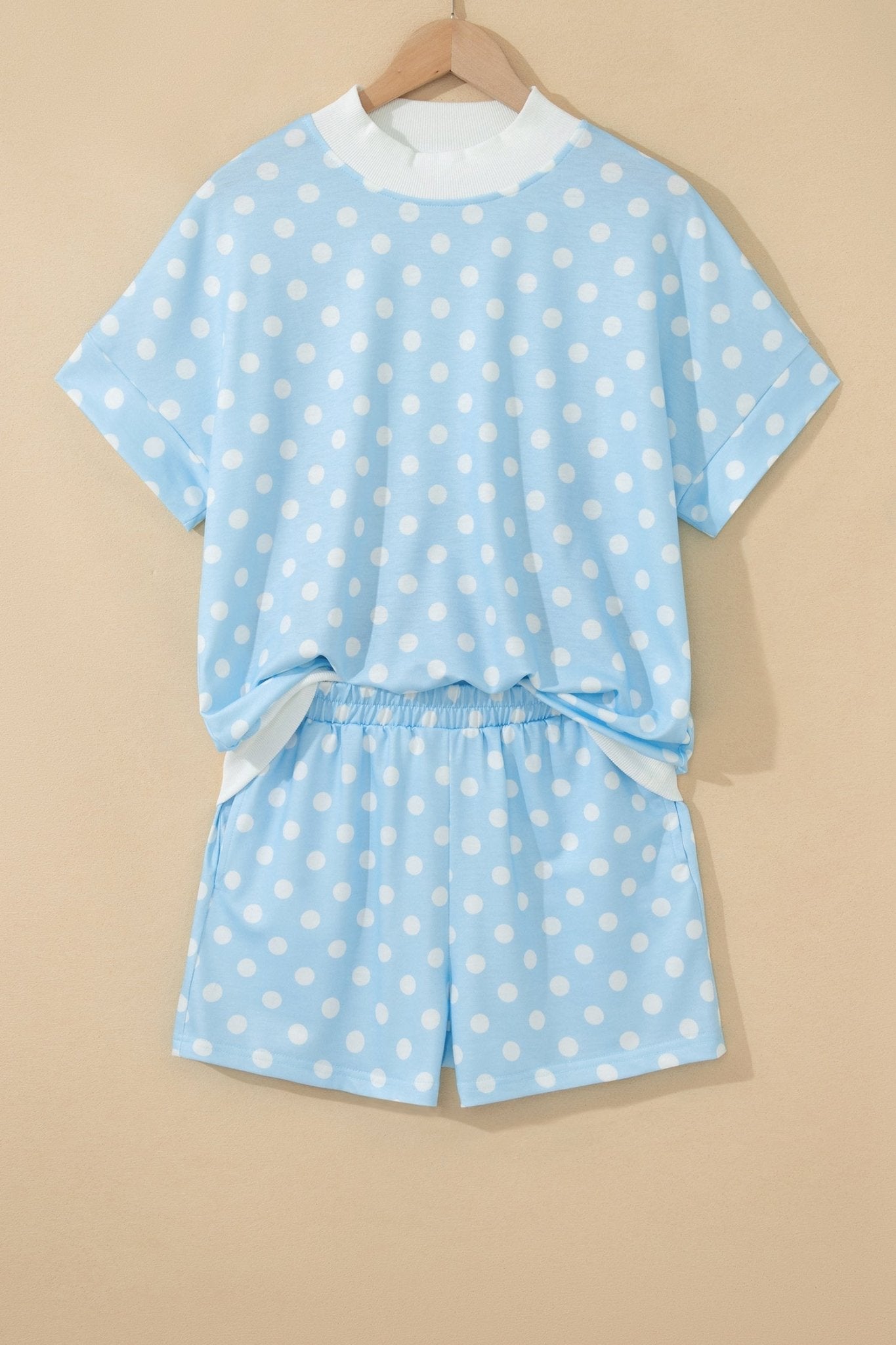 Polka Dot Colorblock Mock Neck & Shorts Set - Rooted & Reckless Co.