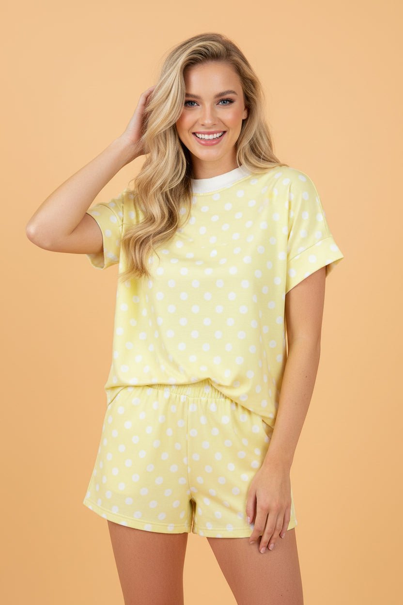 Polka Dot Colorblock Mock Neck & Shorts Set - Rooted & Reckless Co.