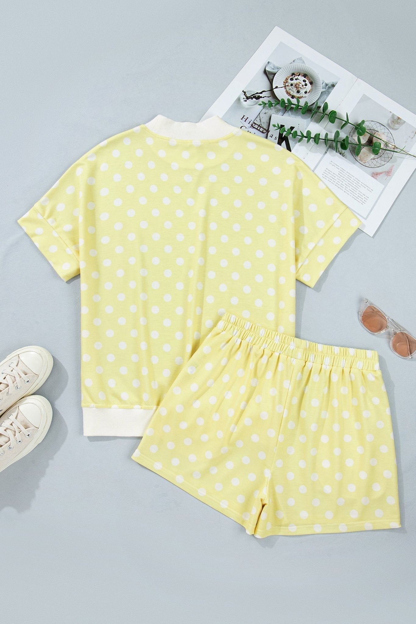 Polka Dot Colorblock Mock Neck & Shorts Set - Rooted & Reckless Co.