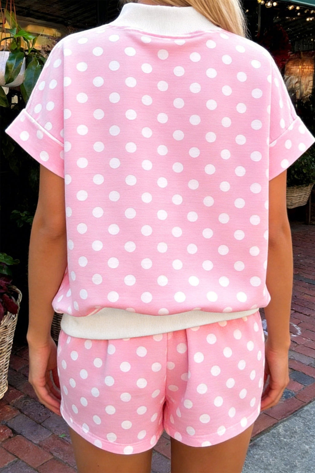 Polka Dot Colorblock Mock Neck & Shorts Set - Rooted & Reckless Co.