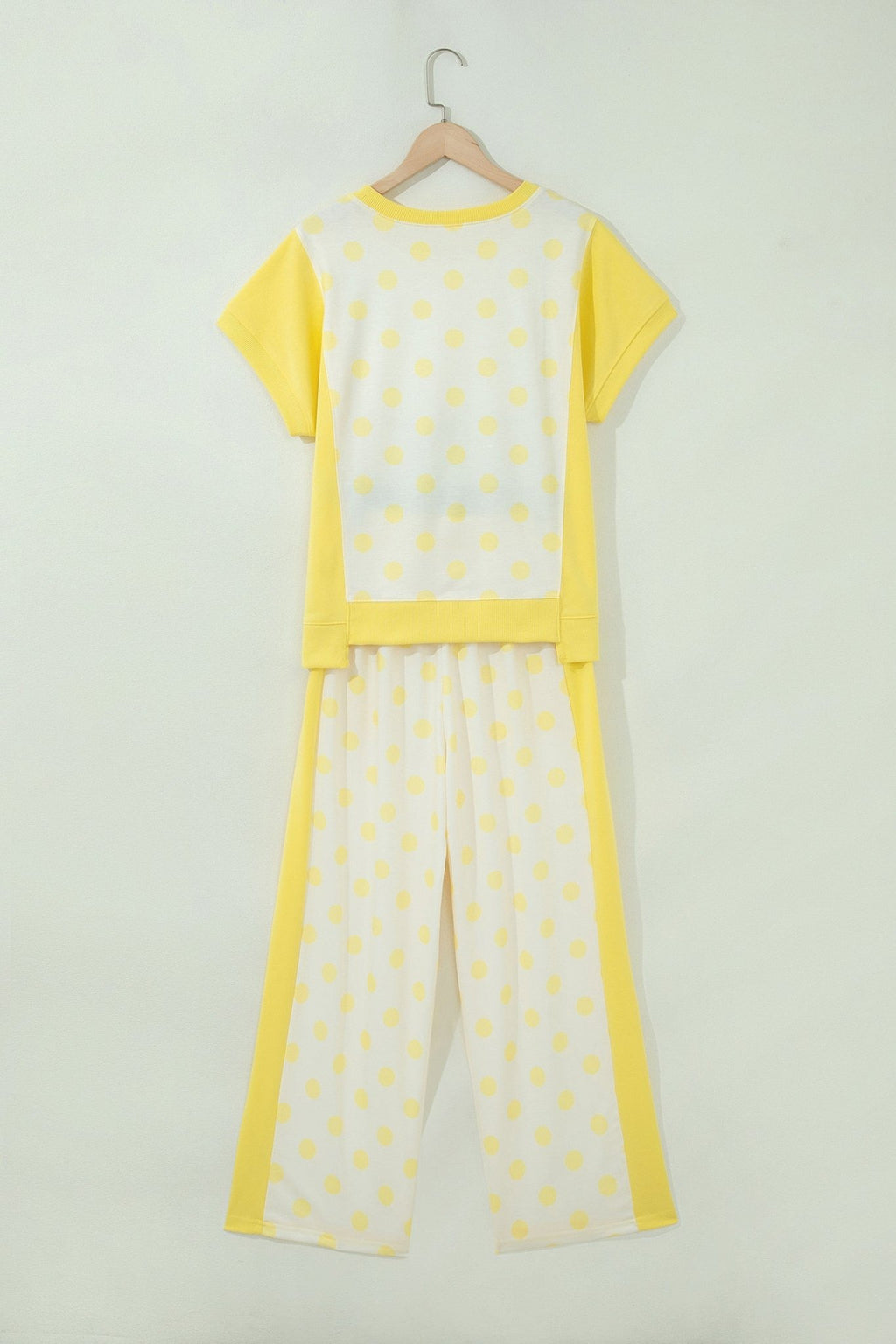 Polka Dot Colorblock Patchwork Top and Wide Leg Pants Set - Rooted & Reckless Co.