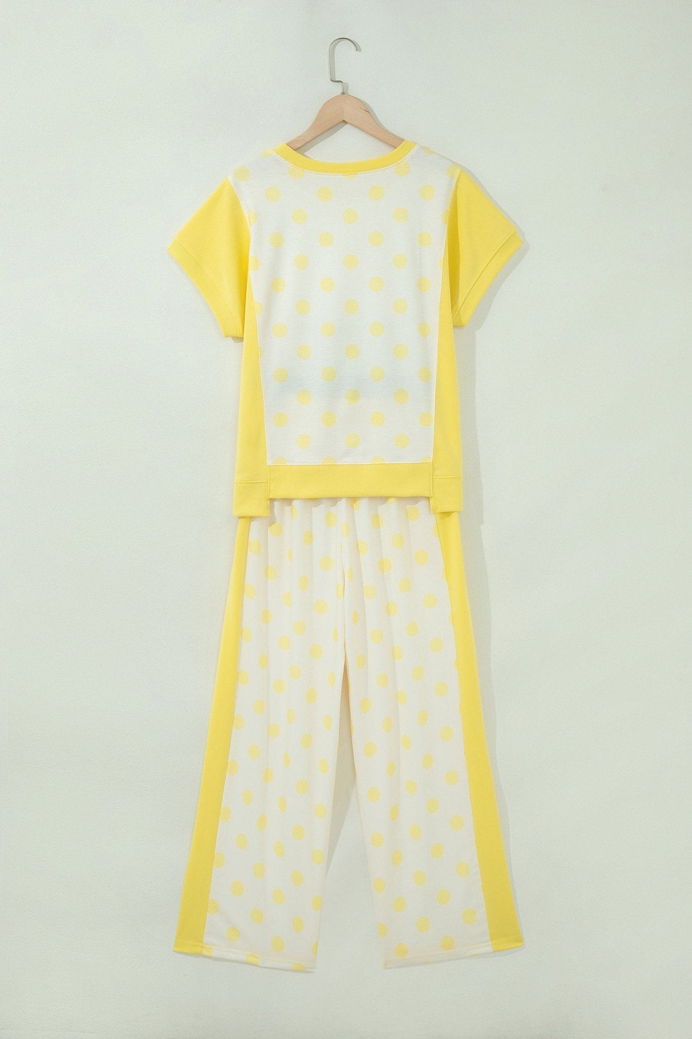 Polka Dot Colorblock Patchwork Top and Wide Leg Pants Set - Rooted & Reckless Co.