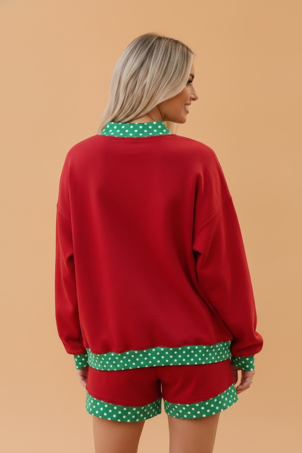 Polka Dot Contrast Trim Sweatshirt & Shorts Set - Rooted & Reckless Co.