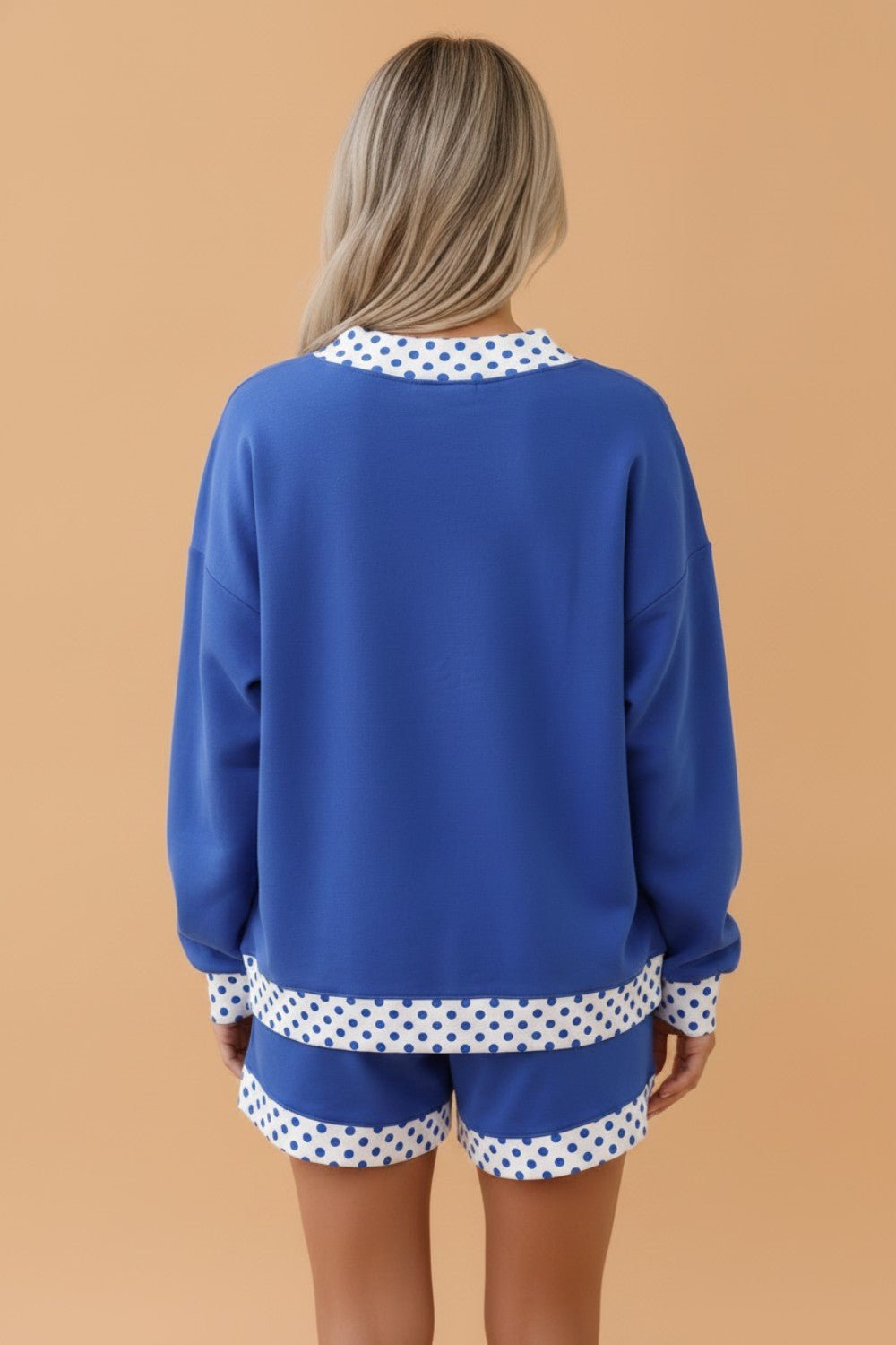 Polka Dot Contrast Trim Sweatshirt & Shorts Set - Rooted & Reckless Co.