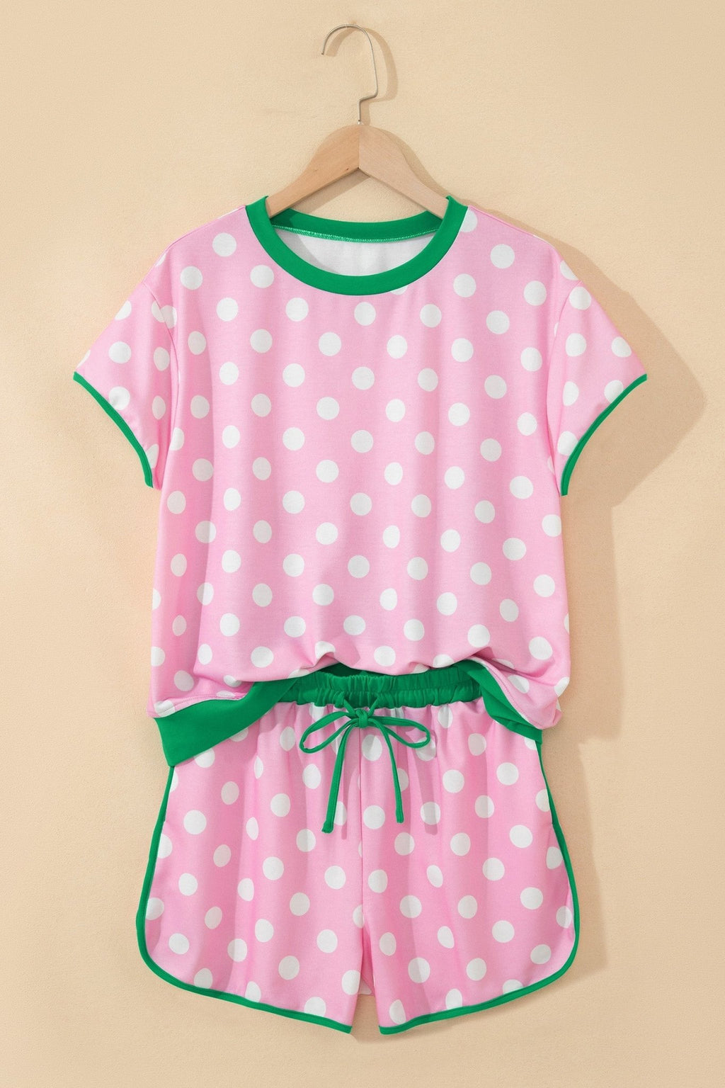 Polka Dot Contrast Trim Top & Short Set - Rooted & Reckless Co.