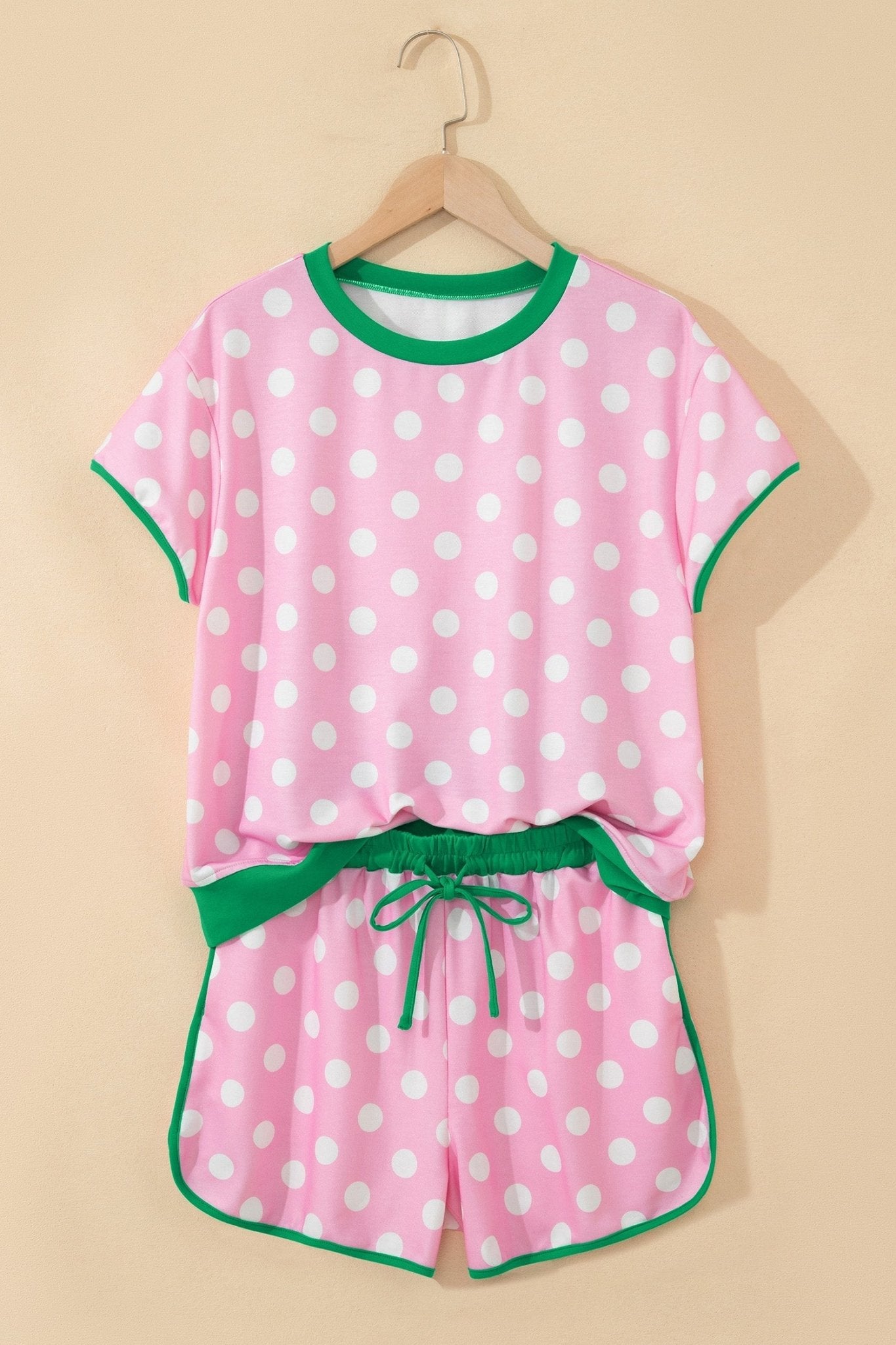 Polka Dot Contrast Trim Top & Short Set - Rooted & Reckless Co.