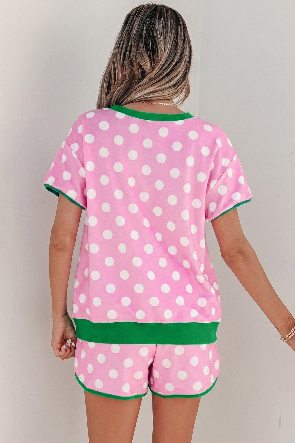 Polka Dot Contrast Trim Top & Short Set - Rooted & Reckless Co.