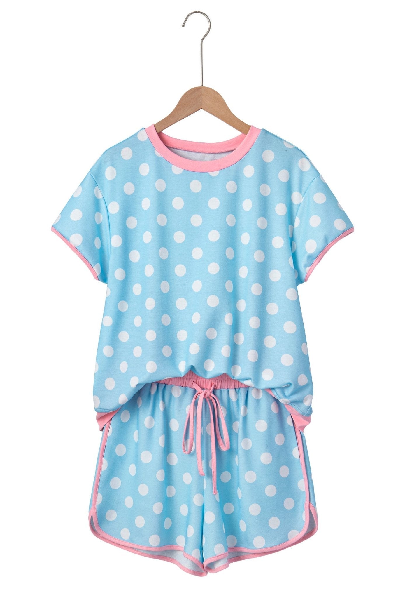 Polka Dot Contrast Trim Top & Short Set - Rooted & Reckless Co.