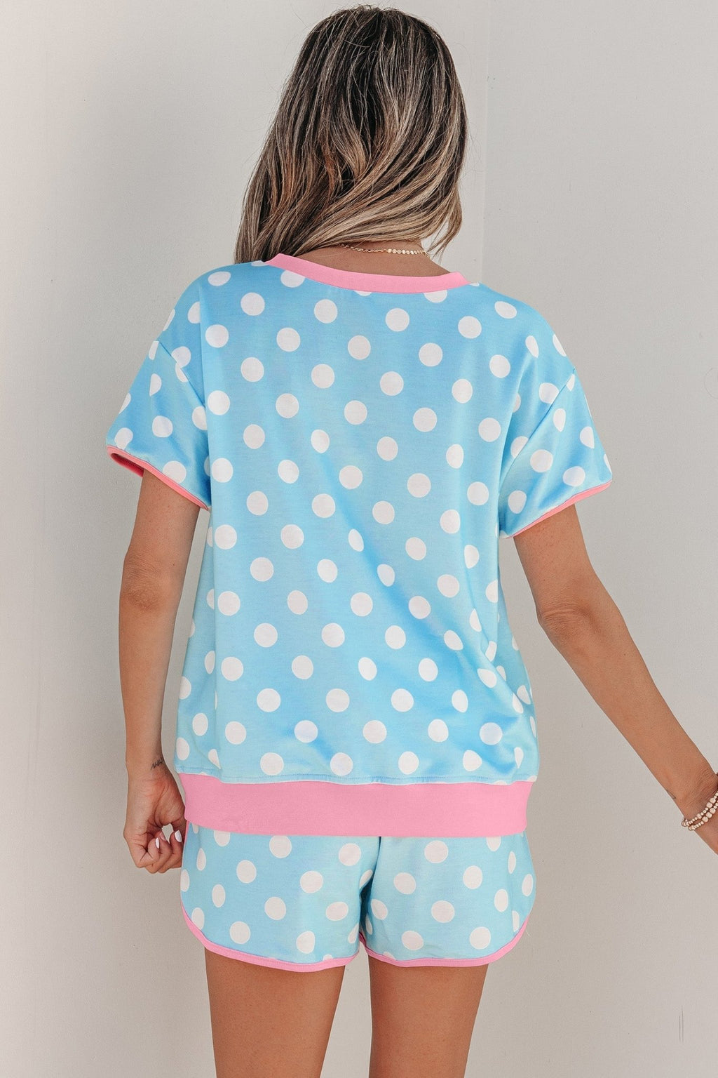 Polka Dot Contrast Trim Top & Short Set - Rooted & Reckless Co.