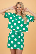 Polka Dot Cropped Tee & Bodycon Skort Set - Rooted & Reckless Co.