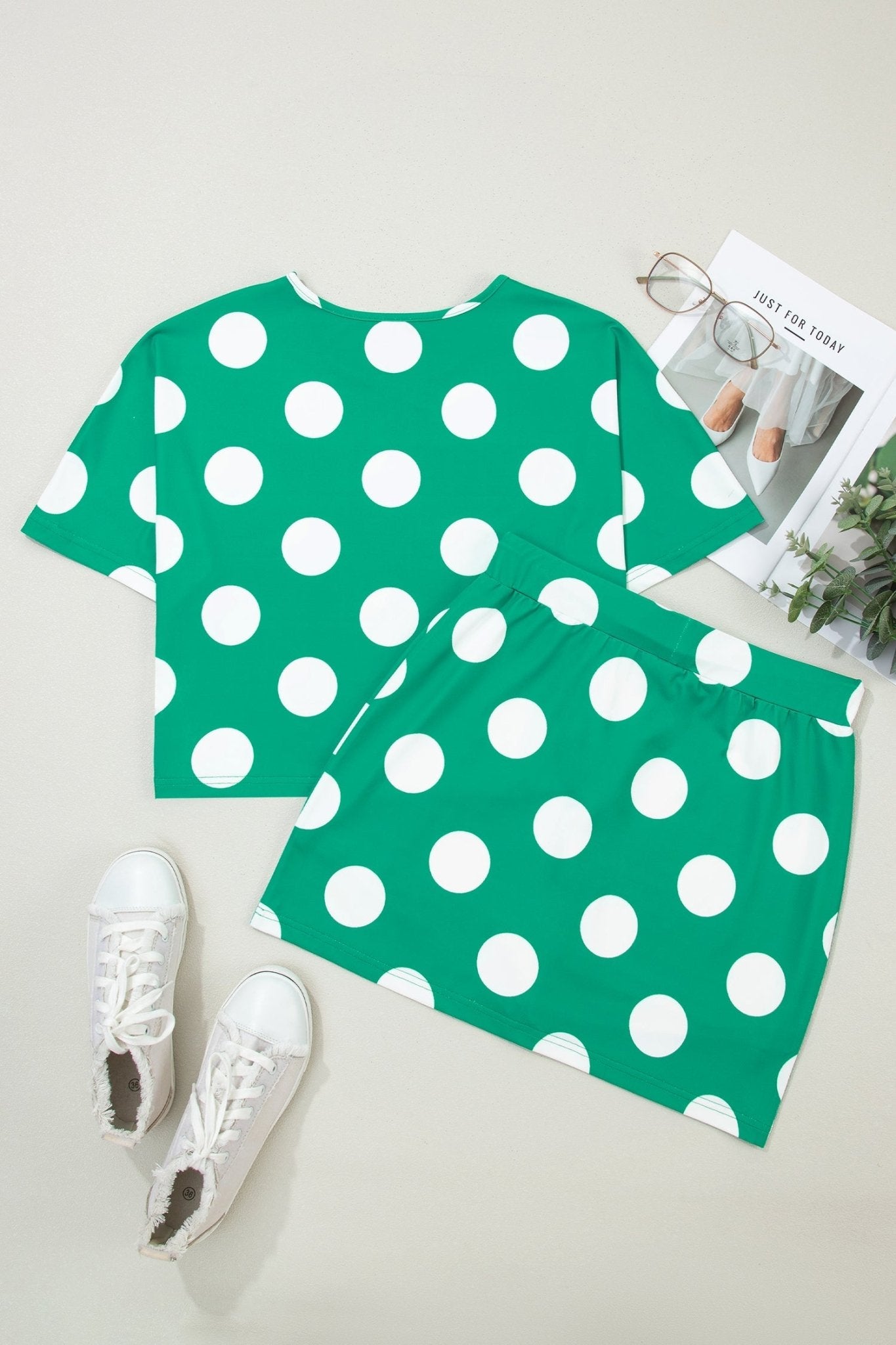 Polka Dot Cropped Tee & Bodycon Skort Set - Rooted & Reckless Co.