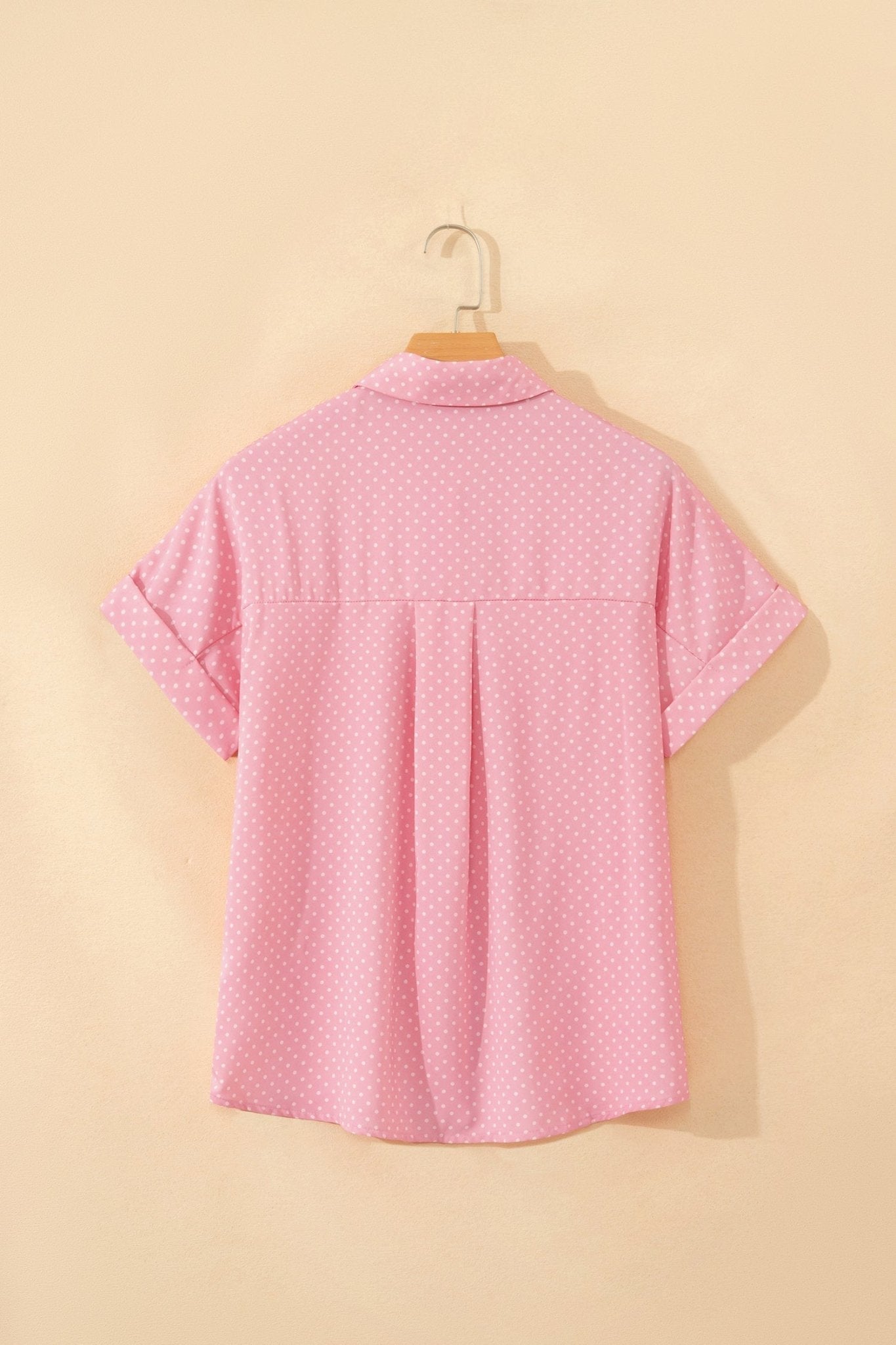Polka Dot Cuffed Short Sleeve Buttoned Shirt - Rooted & Reckless Co.