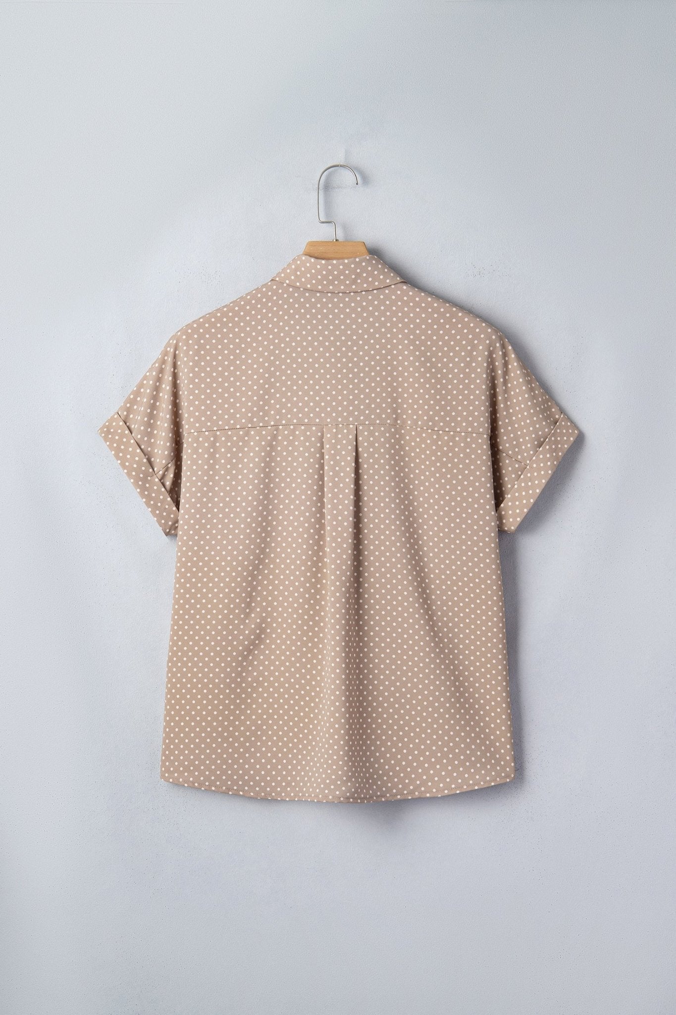 Polka Dot Cuffed Short Sleeve Buttoned Shirt - Rooted & Reckless Co.