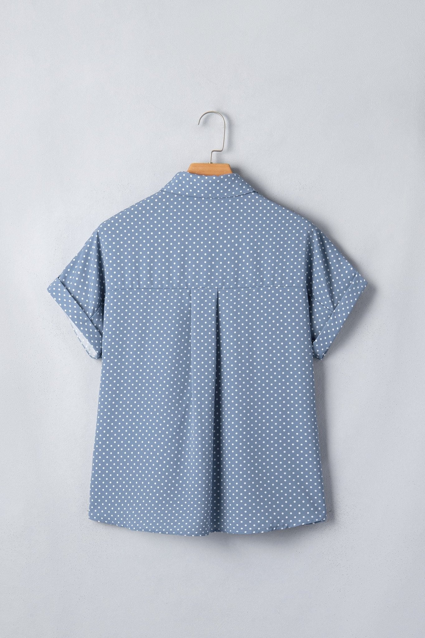 Polka Dot Cuffed Short Sleeve Buttoned Shirt - Rooted & Reckless Co.