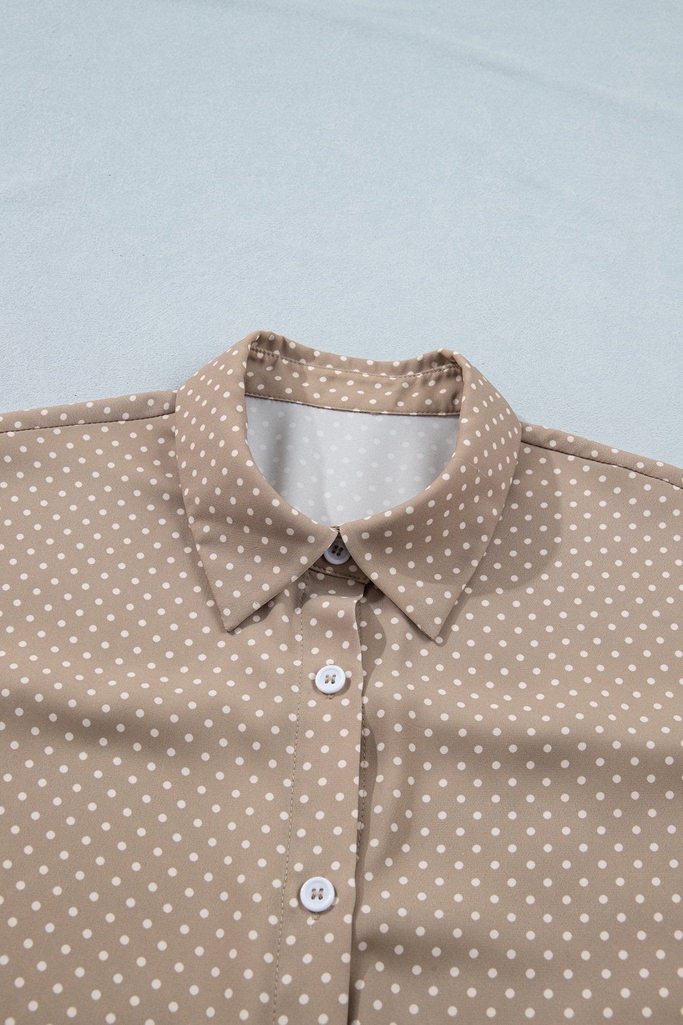 Polka Dot Cuffed Short Sleeve Buttoned Shirt - Rooted & Reckless Co.