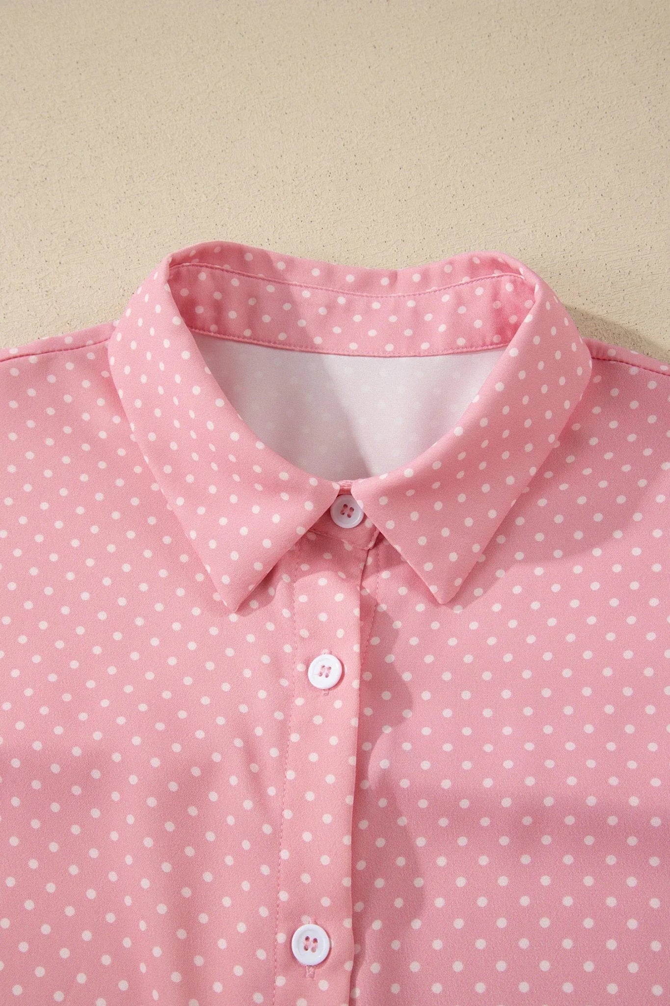Polka Dot Cuffed Short Sleeve Buttoned Shirt - Rooted & Reckless Co.