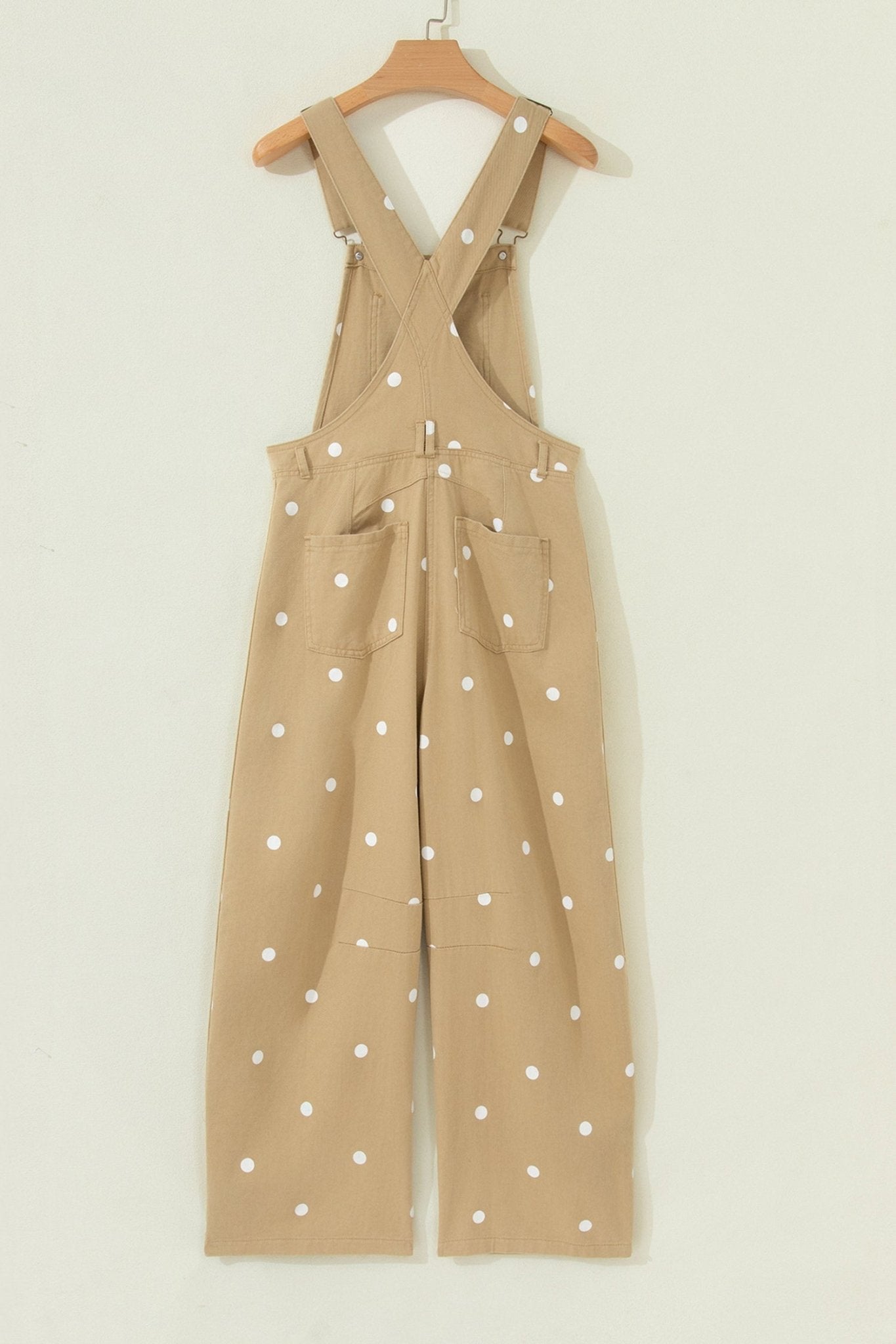 Polka Dot Denim Barrel Leg Overalls Jumpsuit - Rooted & Reckless Co.