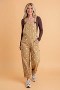 Polka Dot Denim Barrel Leg Overalls Jumpsuit - Rooted & Reckless Co.