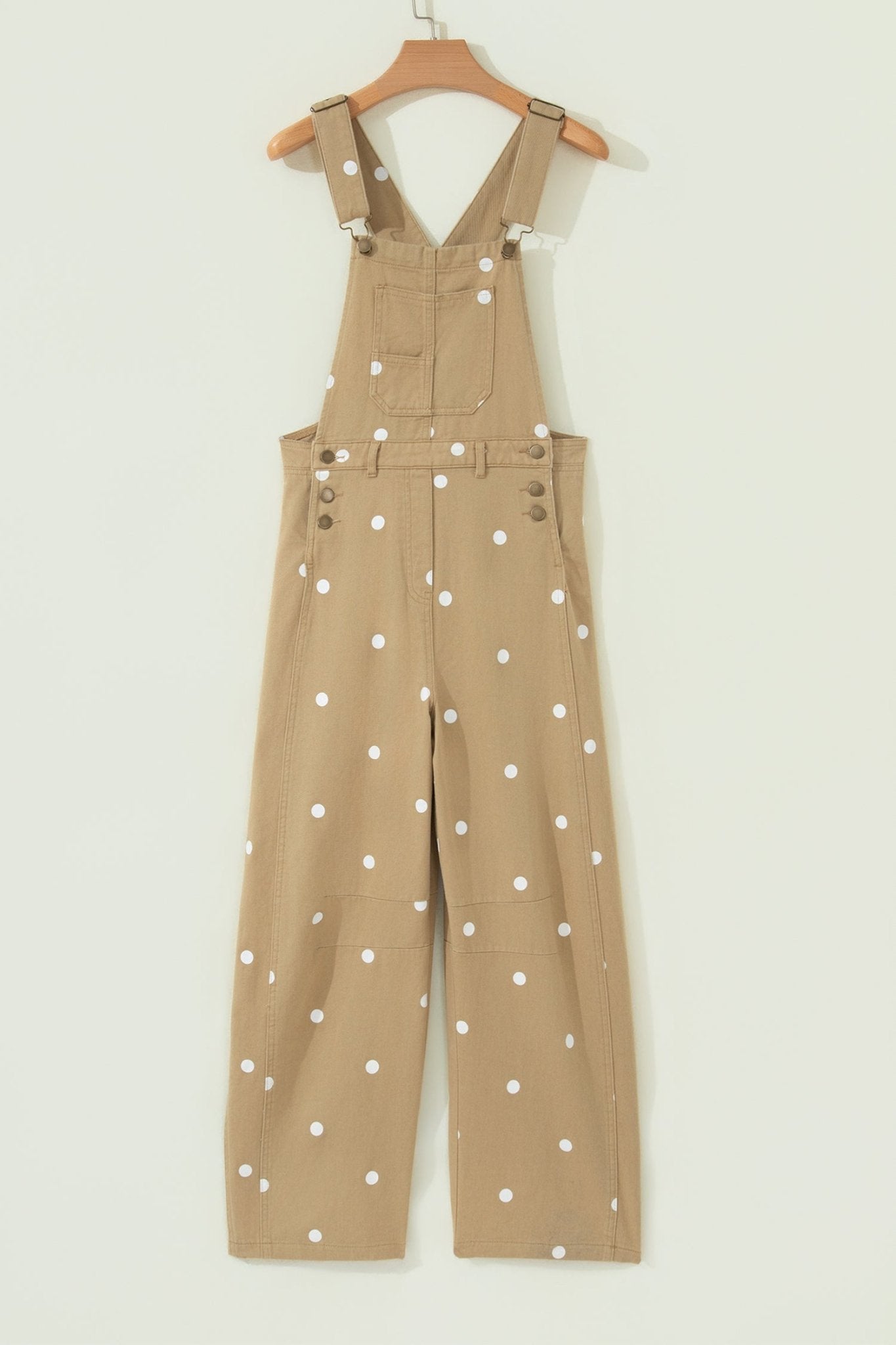 Polka Dot Denim Barrel Leg Overalls Jumpsuit - Rooted & Reckless Co.