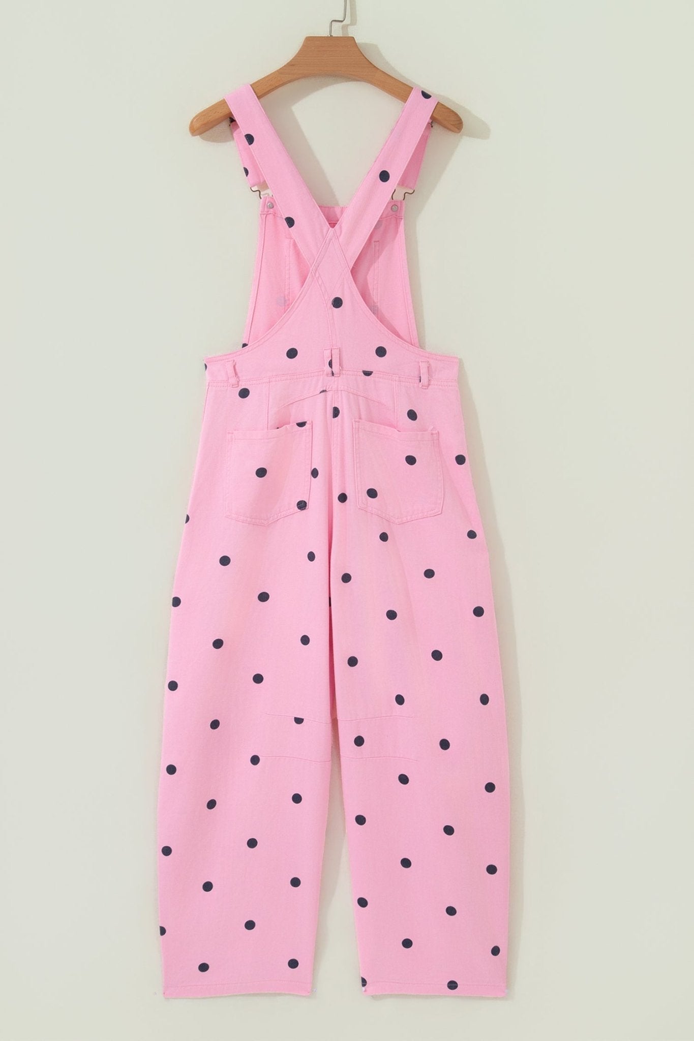 Polka Dot Denim Barrel Leg Overalls Jumpsuit - Rooted & Reckless Co.