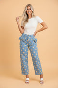 Polka Dot Denim Bow Pocket Barrel Leg Jeans - Rooted & Reckless Co.