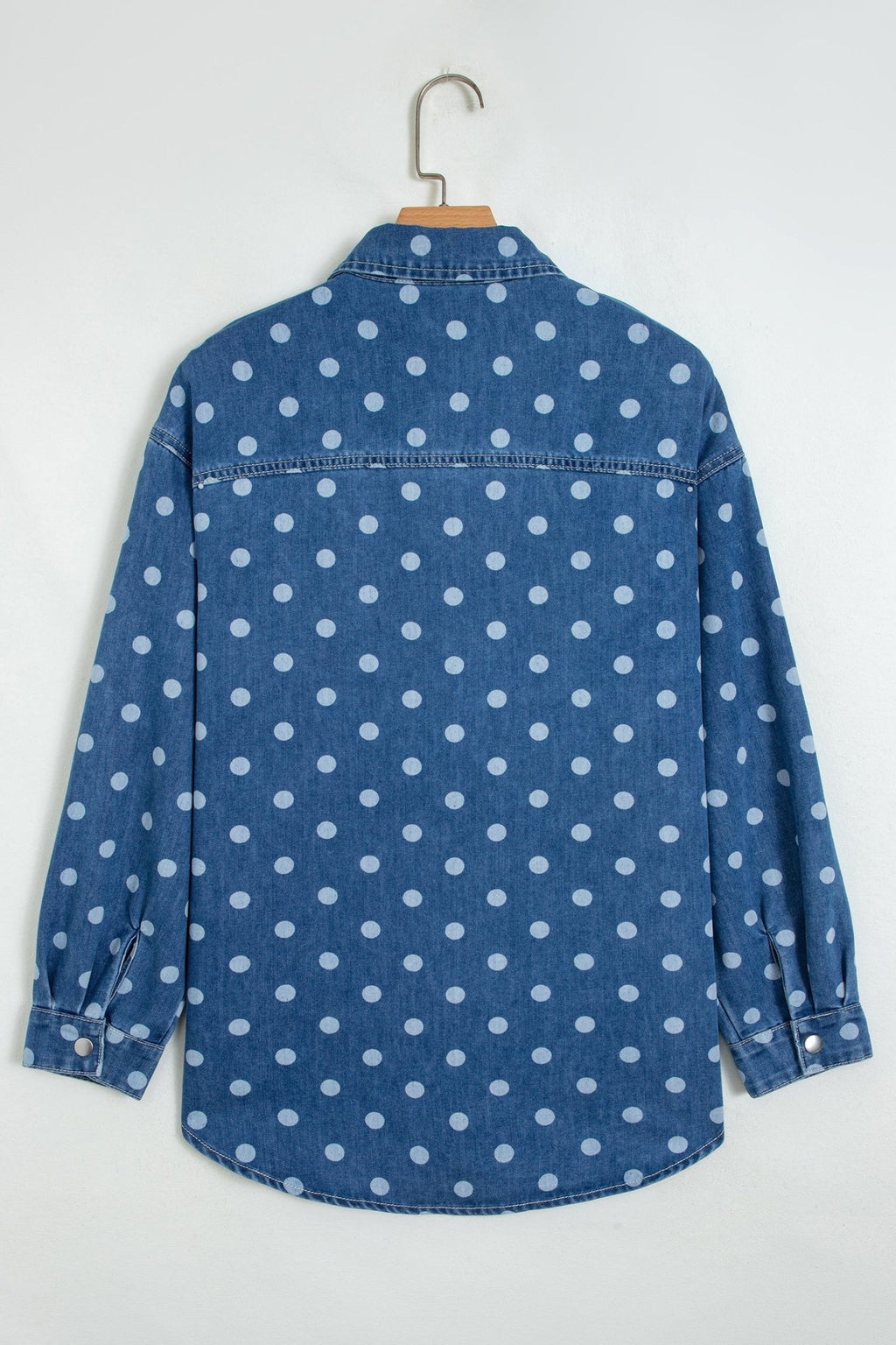Polka Dot Denim Collared Button Up Jacket - Rooted & Reckless Co.