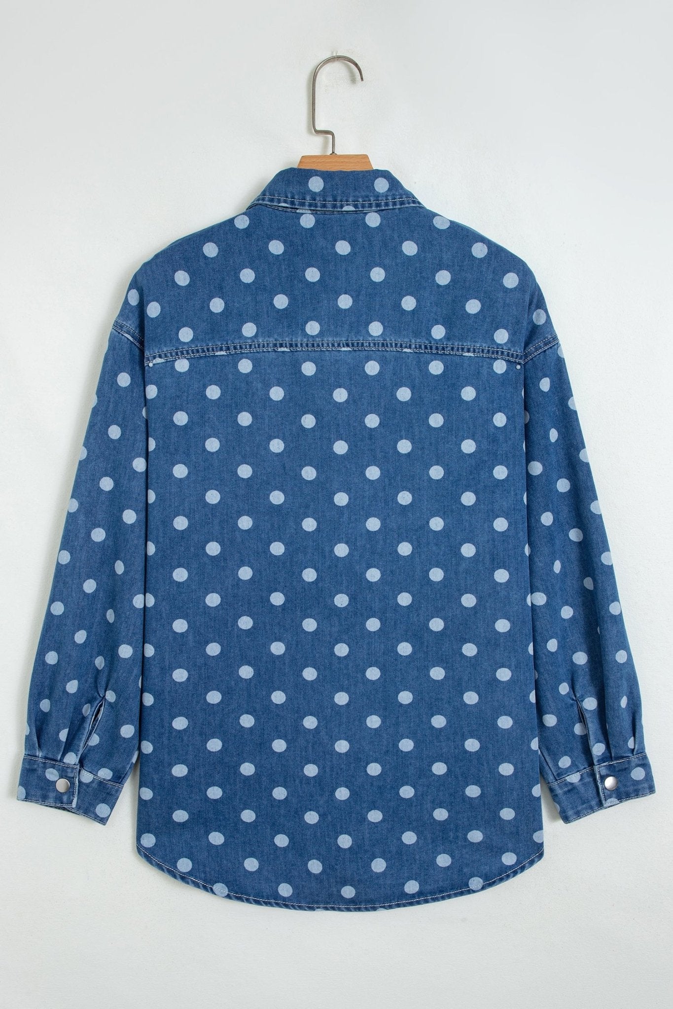 Polka Dot Denim Collared Button Up Jacket - Rooted & Reckless Co.