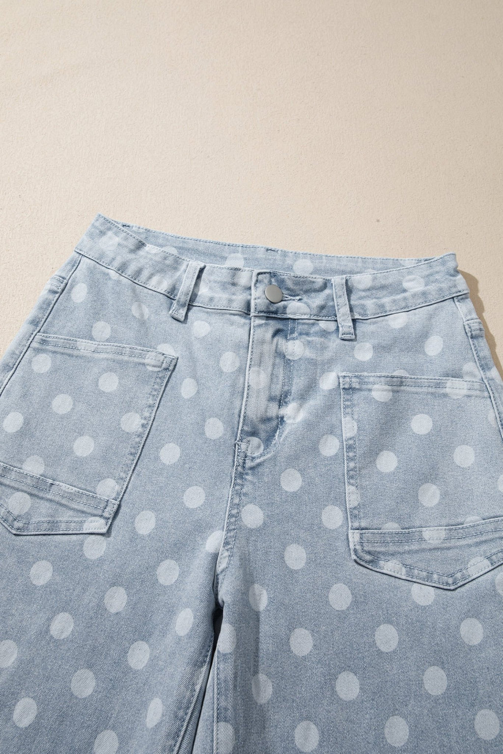 Polka Dot Denim Raw Hem Barrel Jeans - Rooted & Reckless Co.