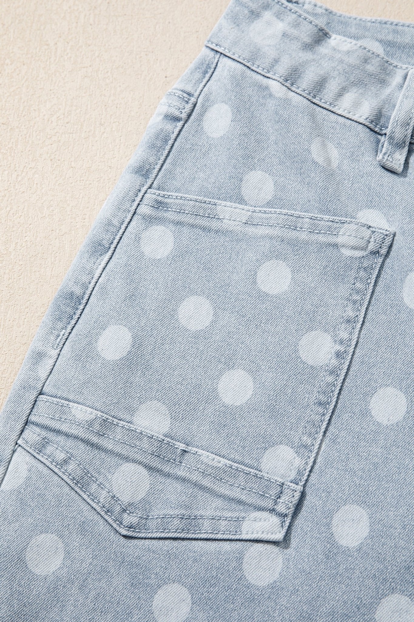 Polka Dot Denim Raw Hem Barrel Jeans - Rooted & Reckless Co.