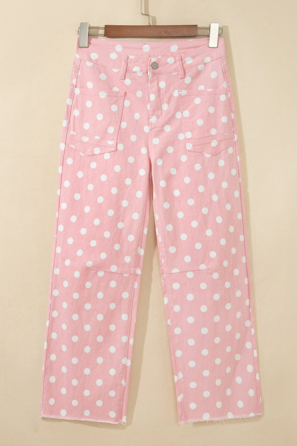 Polka Dot Denim Raw Hem Barrel Jeans - Rooted & Reckless Co.