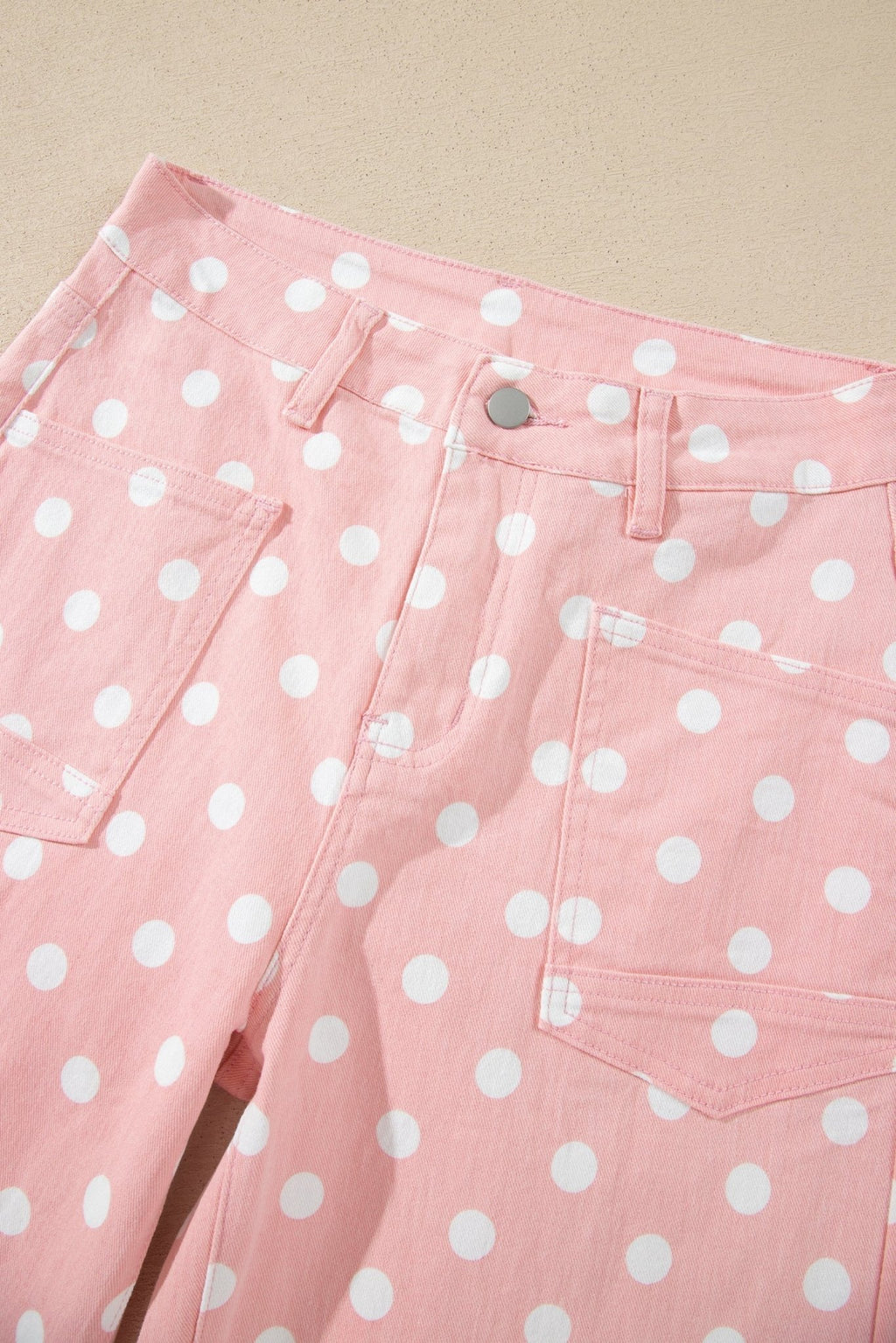 Polka Dot Denim Raw Hem Barrel Jeans - Rooted & Reckless Co.
