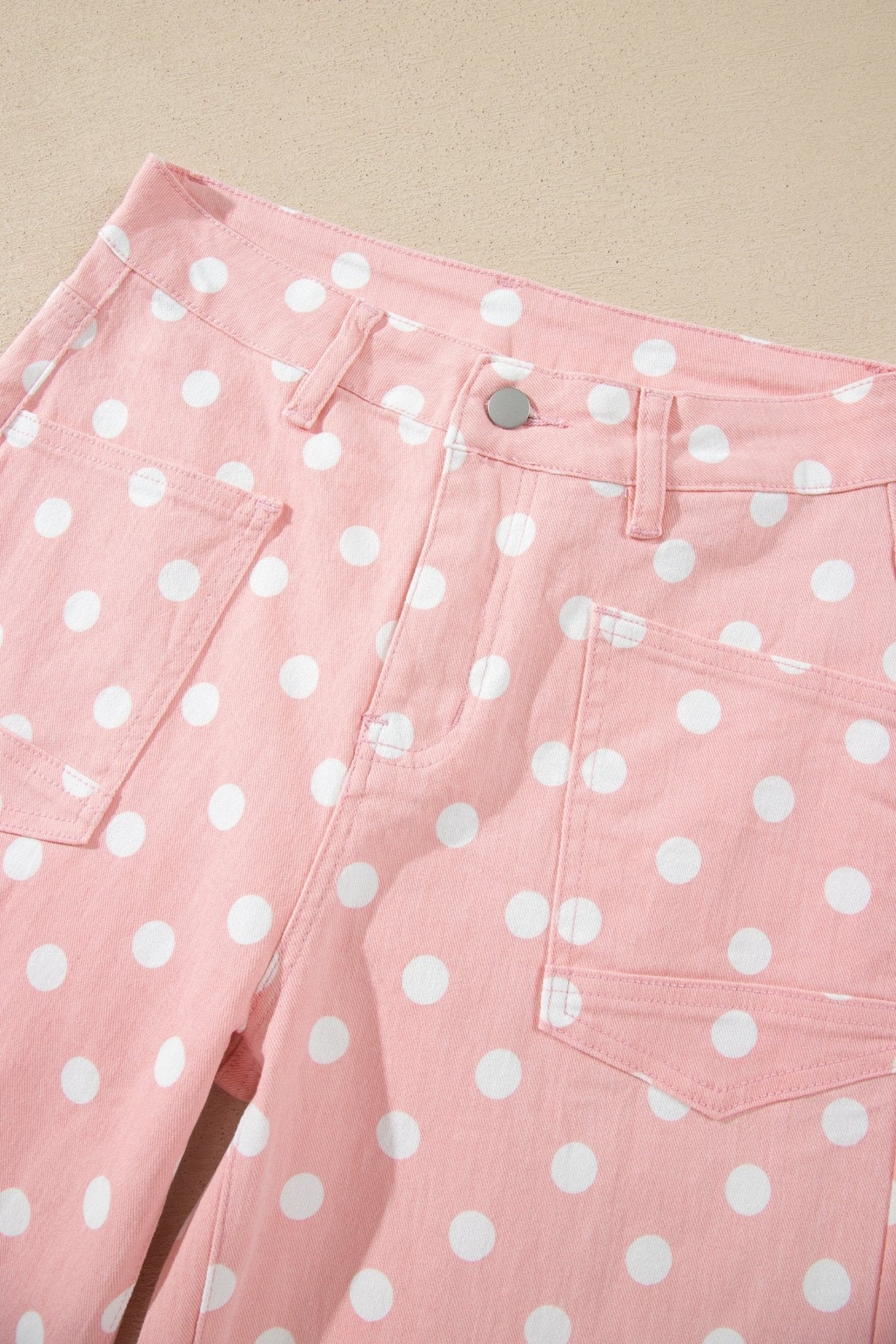 Polka Dot Denim Raw Hem Barrel Jeans - Rooted & Reckless Co.