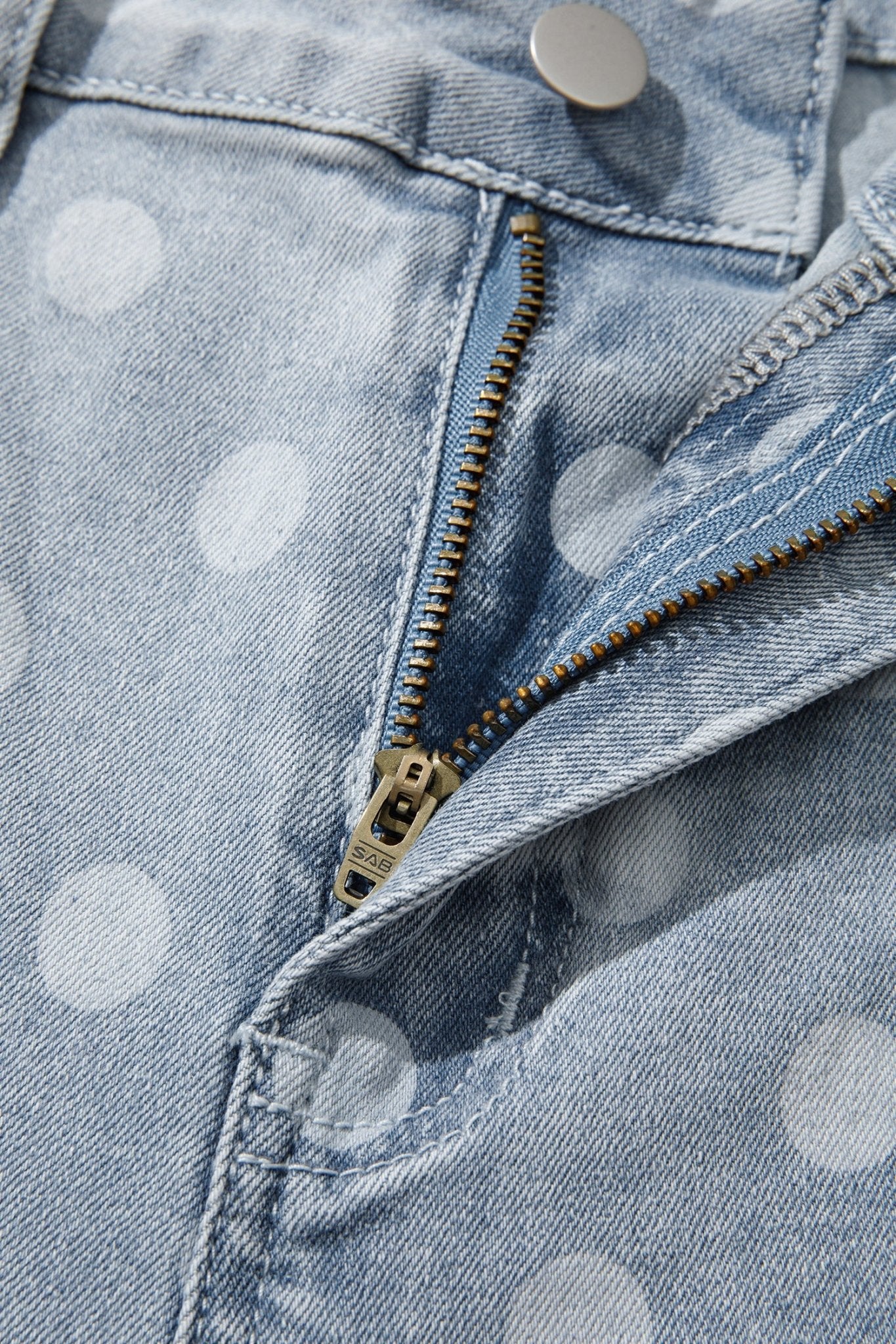 Polka Dot Denim Raw Hem Barrel Jeans - Rooted & Reckless Co.
