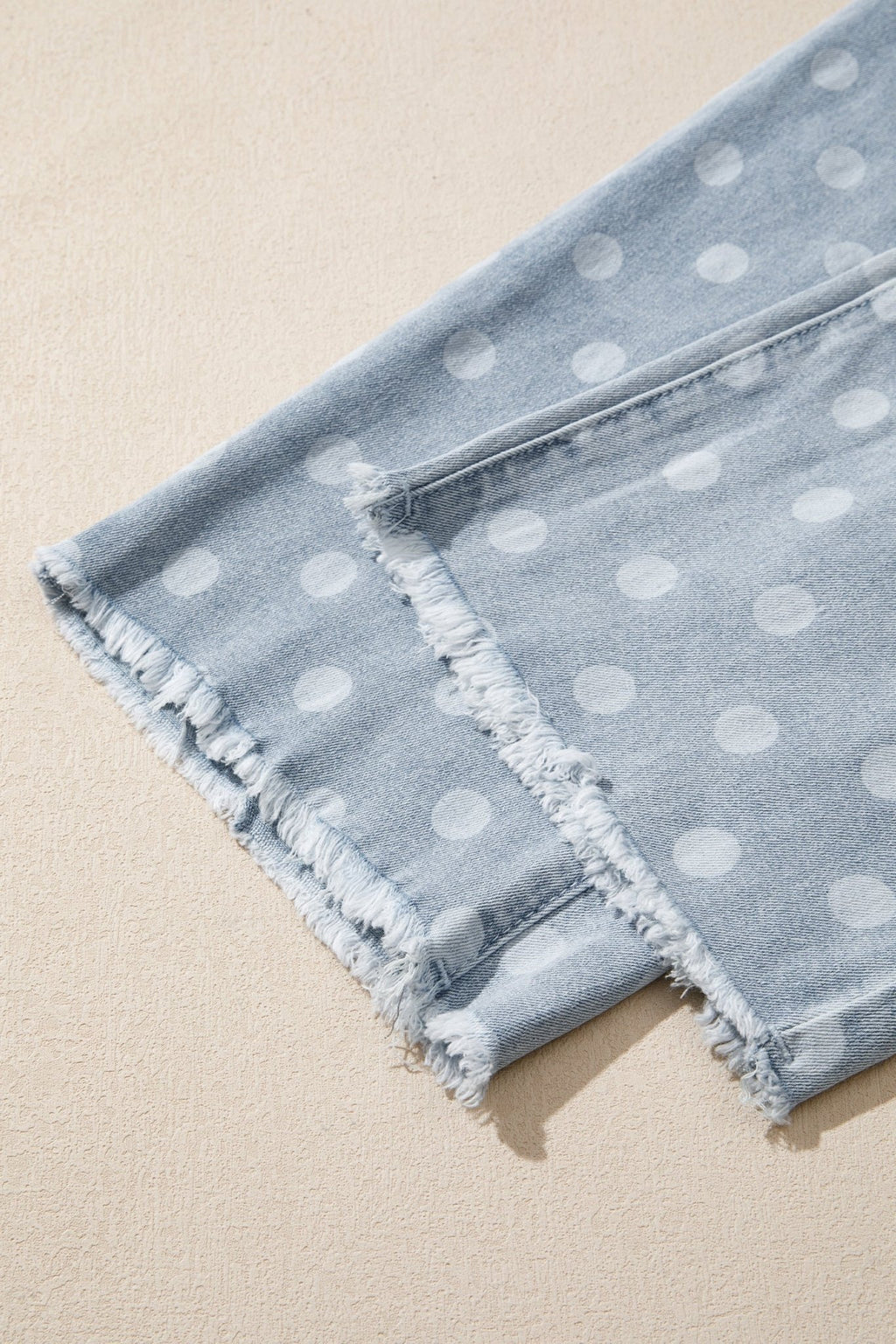 Polka Dot Denim Raw Hem Barrel Jeans - Rooted & Reckless Co.