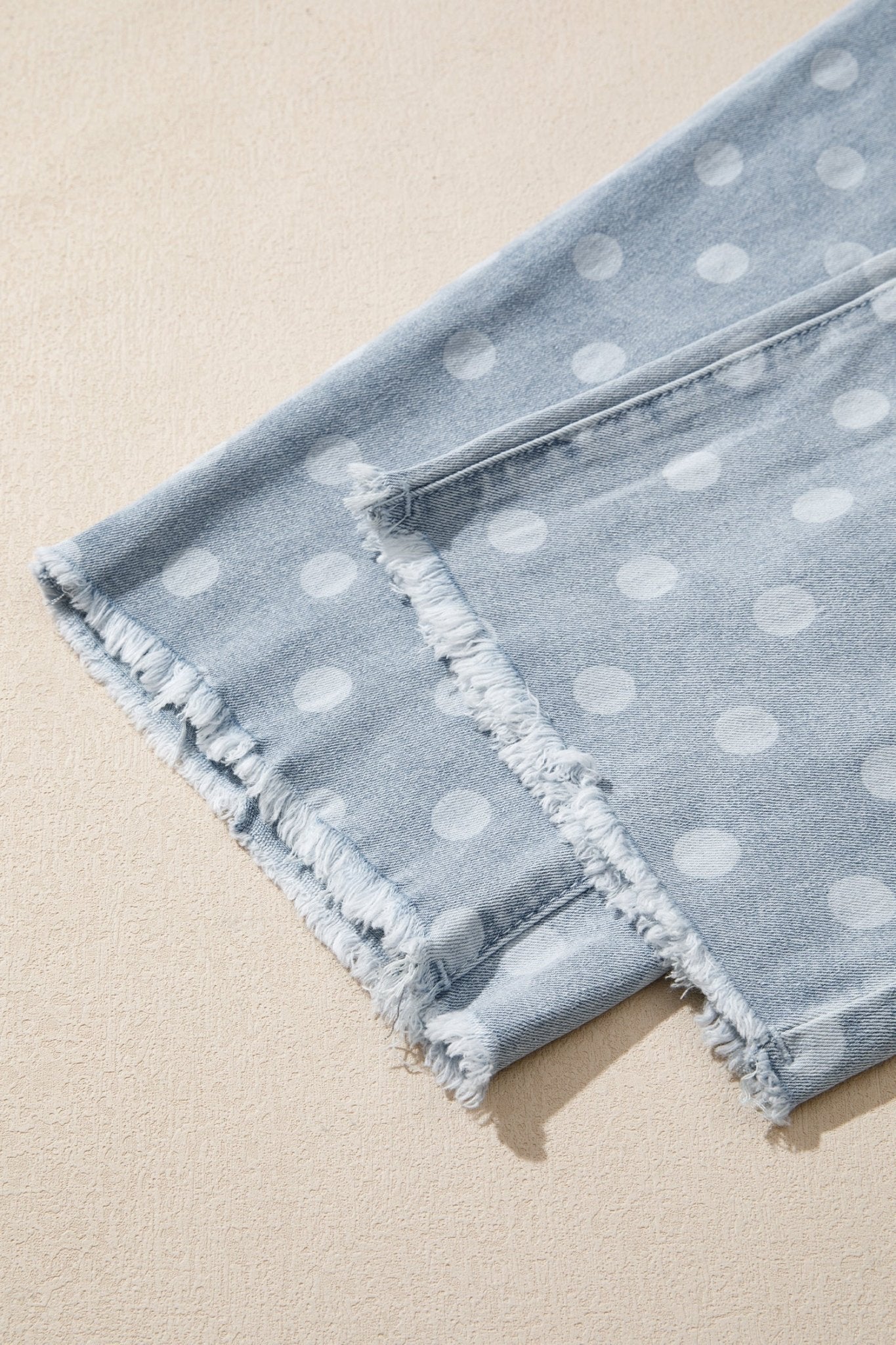 Polka Dot Denim Raw Hem Barrel Jeans - Rooted & Reckless Co.