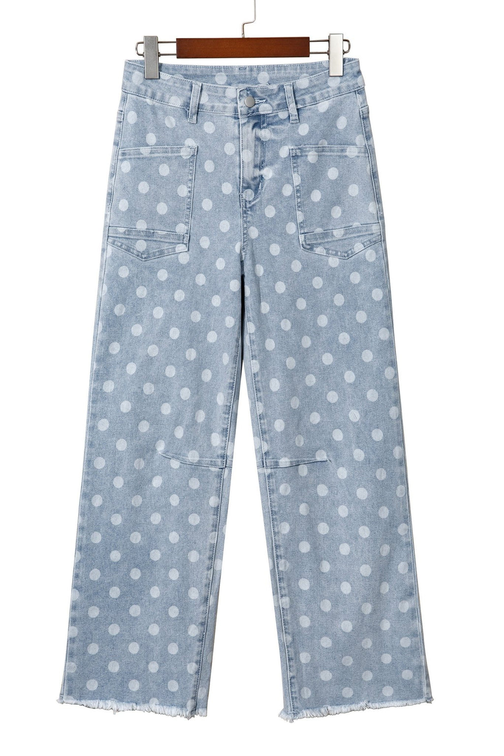 Polka Dot Denim Raw Hem Barrel Jeans - Rooted & Reckless Co.