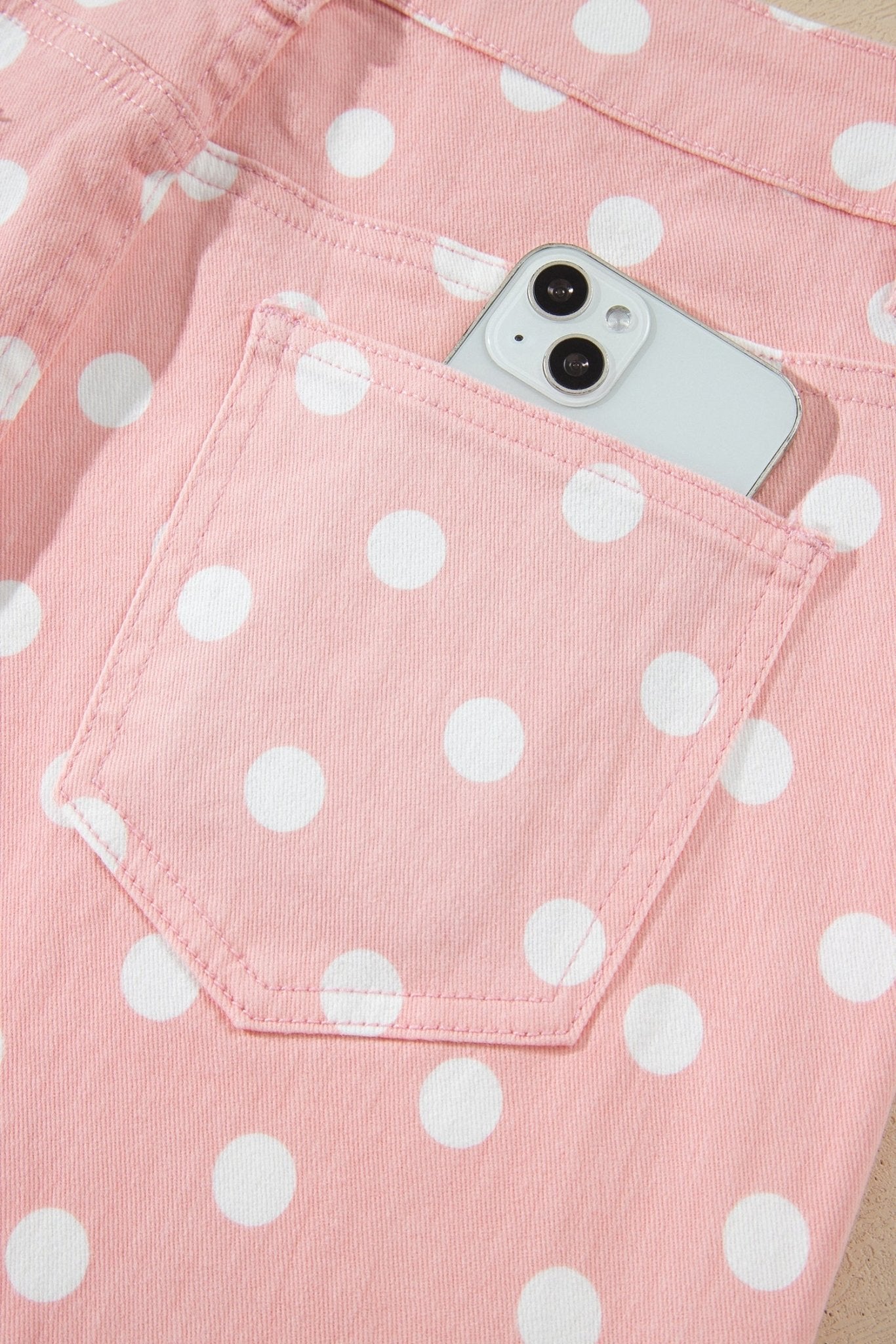 Polka Dot Denim Raw Hem Barrel Jeans - Rooted & Reckless Co.